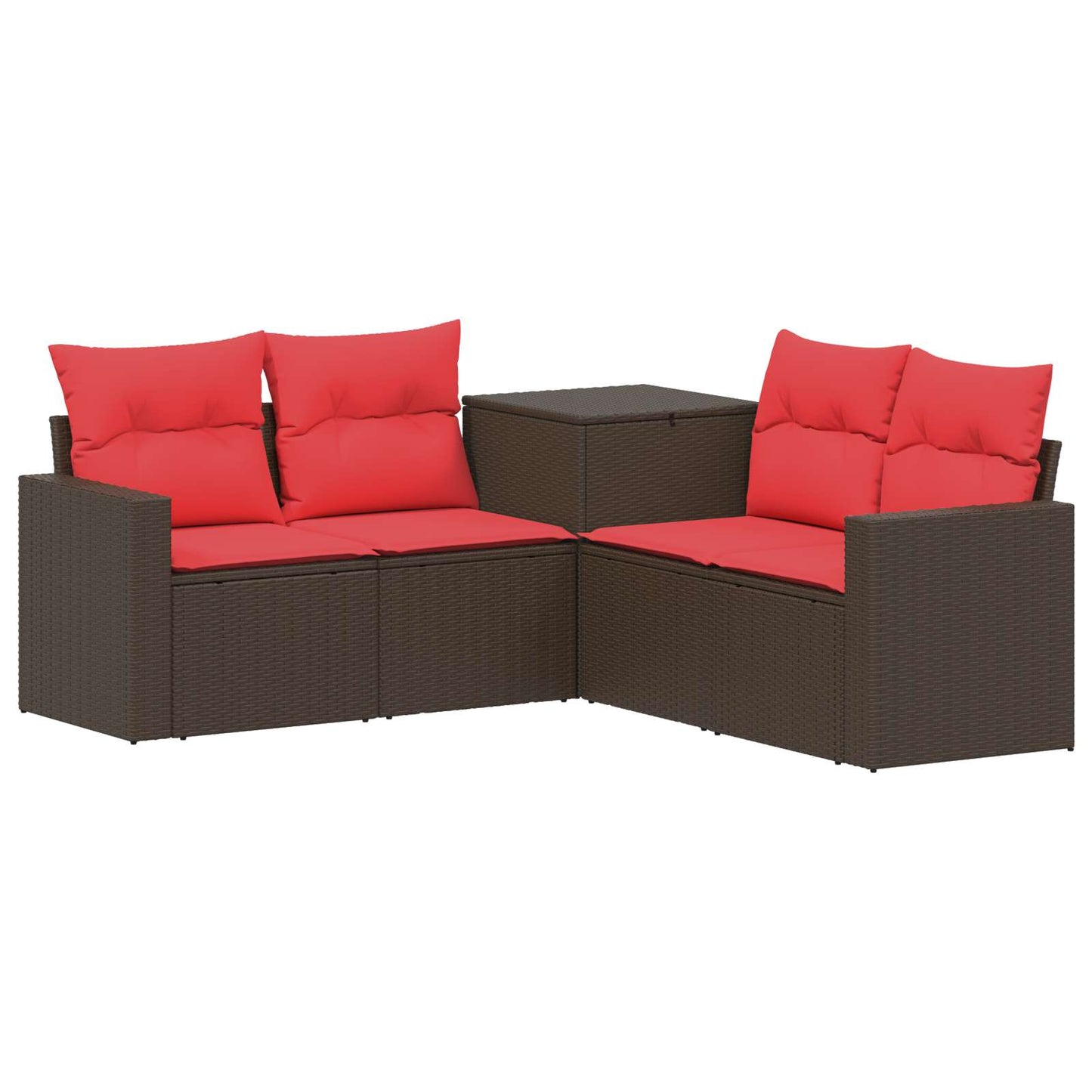 vidaXL Σετ Καναπέ 5 τμχ. Καφέ και Κόκκινο 182,5 x 182,5 x 85 cm