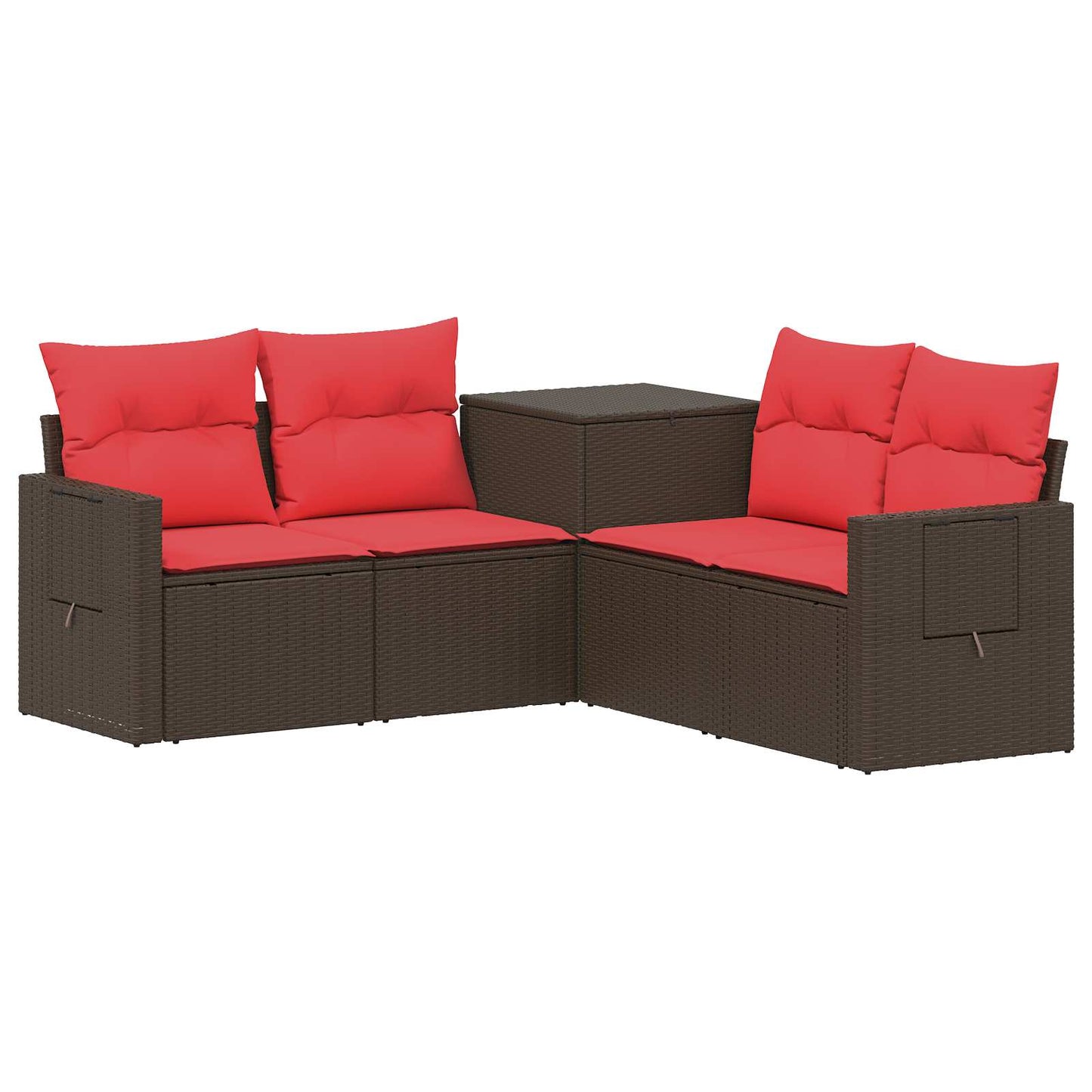vidaXL Σετ Καναπέ 5 τμχ. Καφέ και Κόκκινο 179 x 179 x 85 εκ