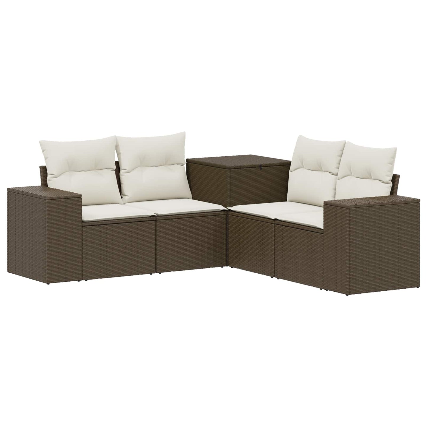 vidaXL Σετ Καναπέ 5 τμχ. Καφέ και Κρέμα Λευκό 200 x 200 x 85 εκ.