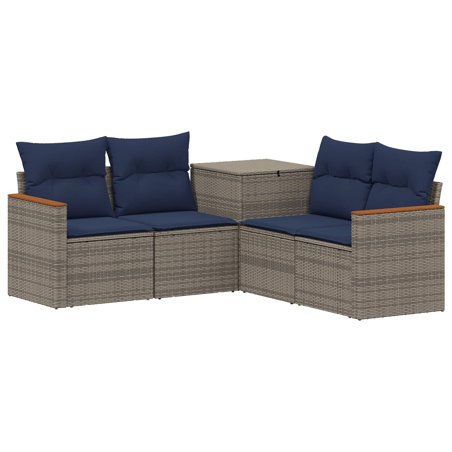 vidaXL Σετ Καναπέ 5 τμχ. Γκρι και Navy Blue Πολυ-ρακί και Χάλυβας