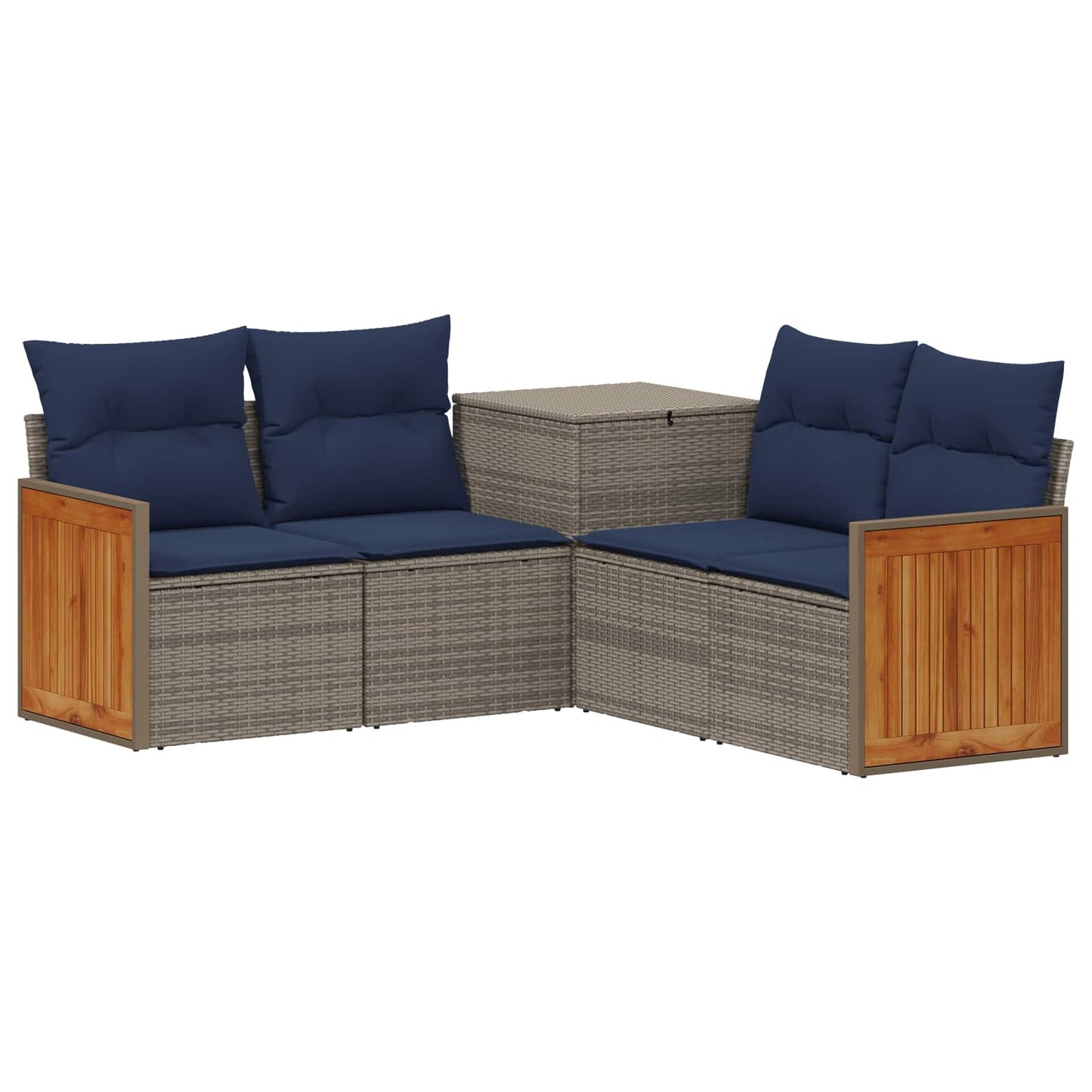 vidaXL Σετ Καναπέ 5 τμχ. Γκρι και Navy Blue Πολυ-ρακί και Χάλυβας