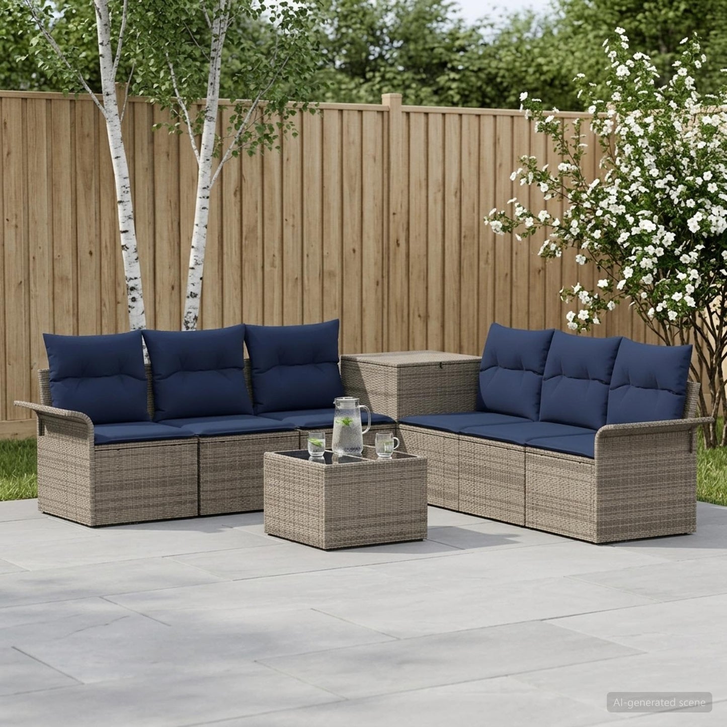 vidaXL Σετ Καναπέ 8 τμχ. Γκρι και Navy Blue 55 x 55 x 37 εκ
