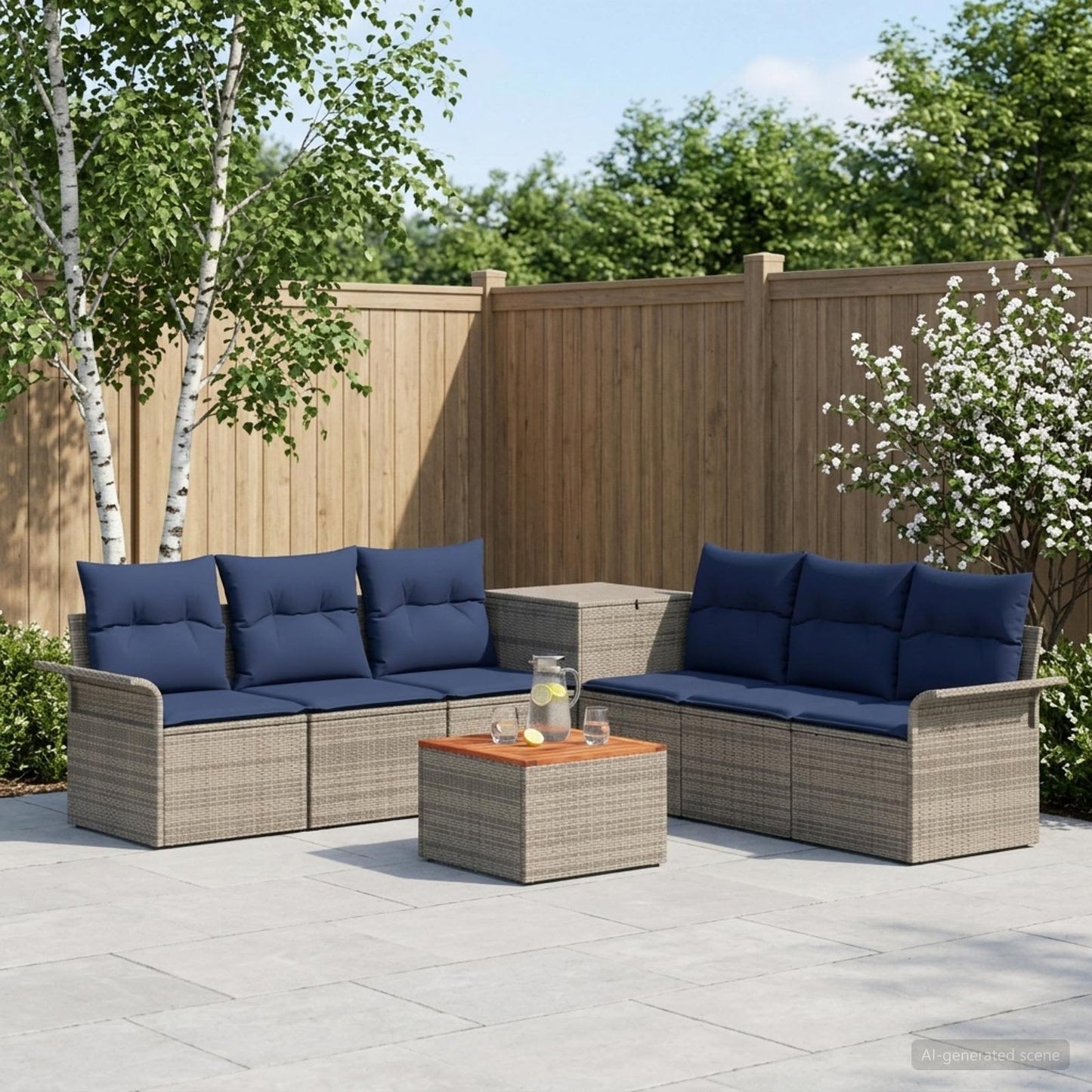 vidaXL Σετ Καναπέ 8 τμχ. Γκρι και Navy Blue 55 x 55 x 37 εκ