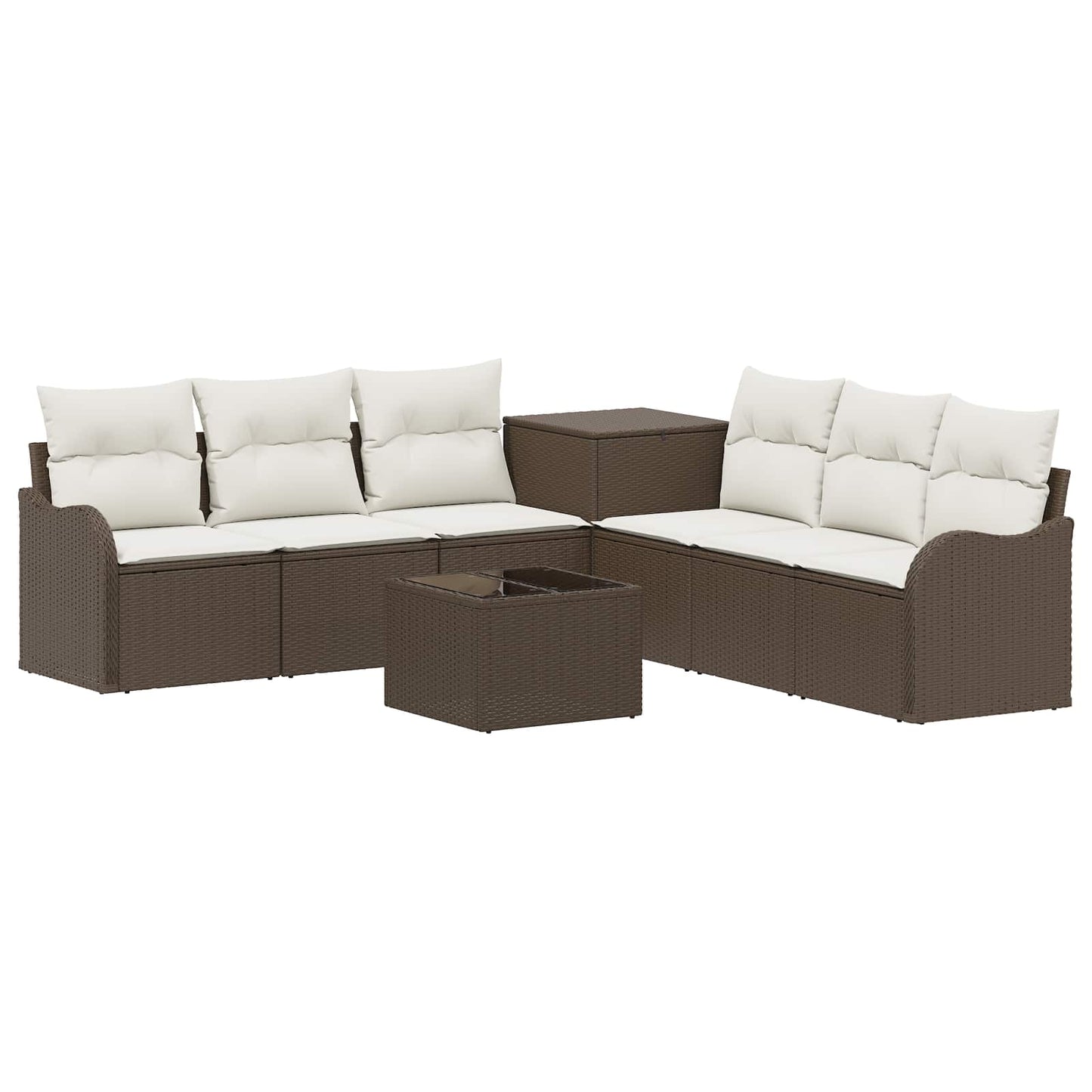 vidaXL Σετ Καναπέ 8 τμχ. Καφέ και Κρέμα Λευκό 55 x 55 x 37 εκ