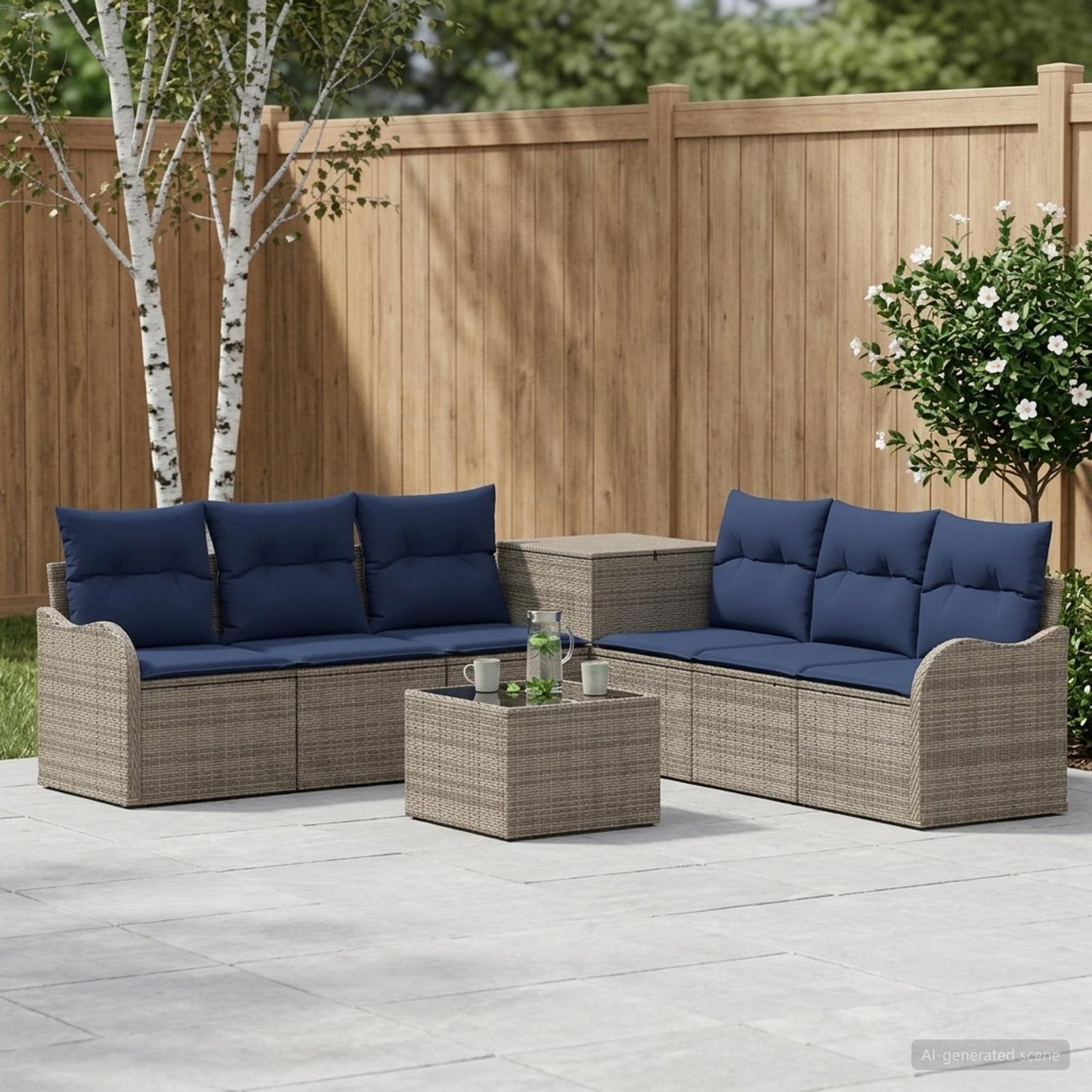 vidaXL Σετ Καναπέ 8 τμχ. Γκρι και Navy Blue 55 x 55 x 37 εκ