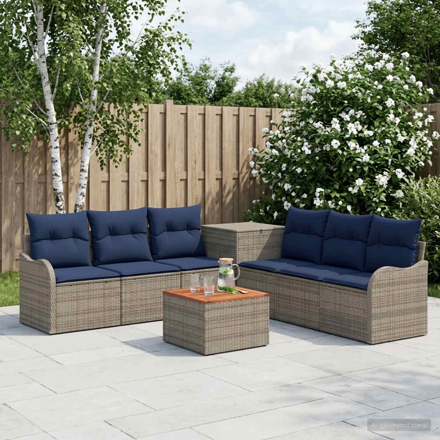 vidaXL Σετ Καναπέ 8 τμχ. Γκρι και Navy Blue 55 x 55 x 37 εκ
