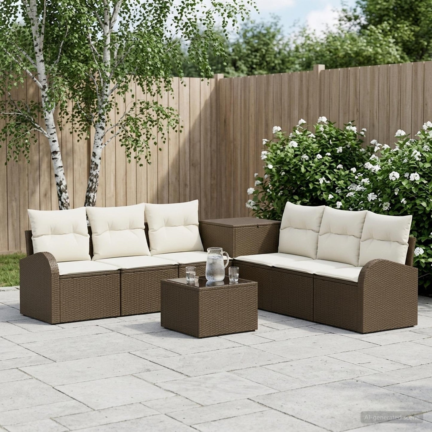 vidaXL Σετ Καναπέ 8 τμχ. Καφέ και Κρέμα Λευκό 55 x 55 x 37 εκ