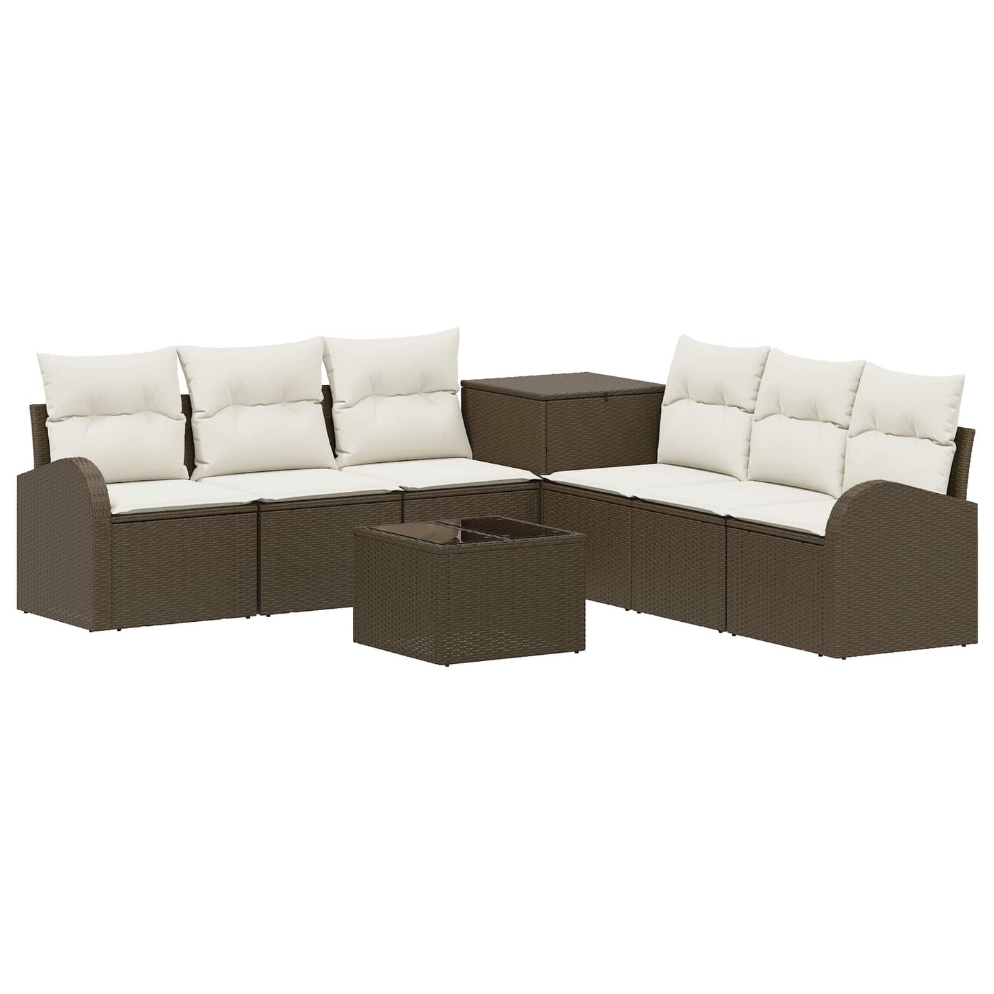 vidaXL Σετ Καναπέ 8 τμχ. Καφέ και Κρέμα Λευκό 55 x 55 x 37 εκ