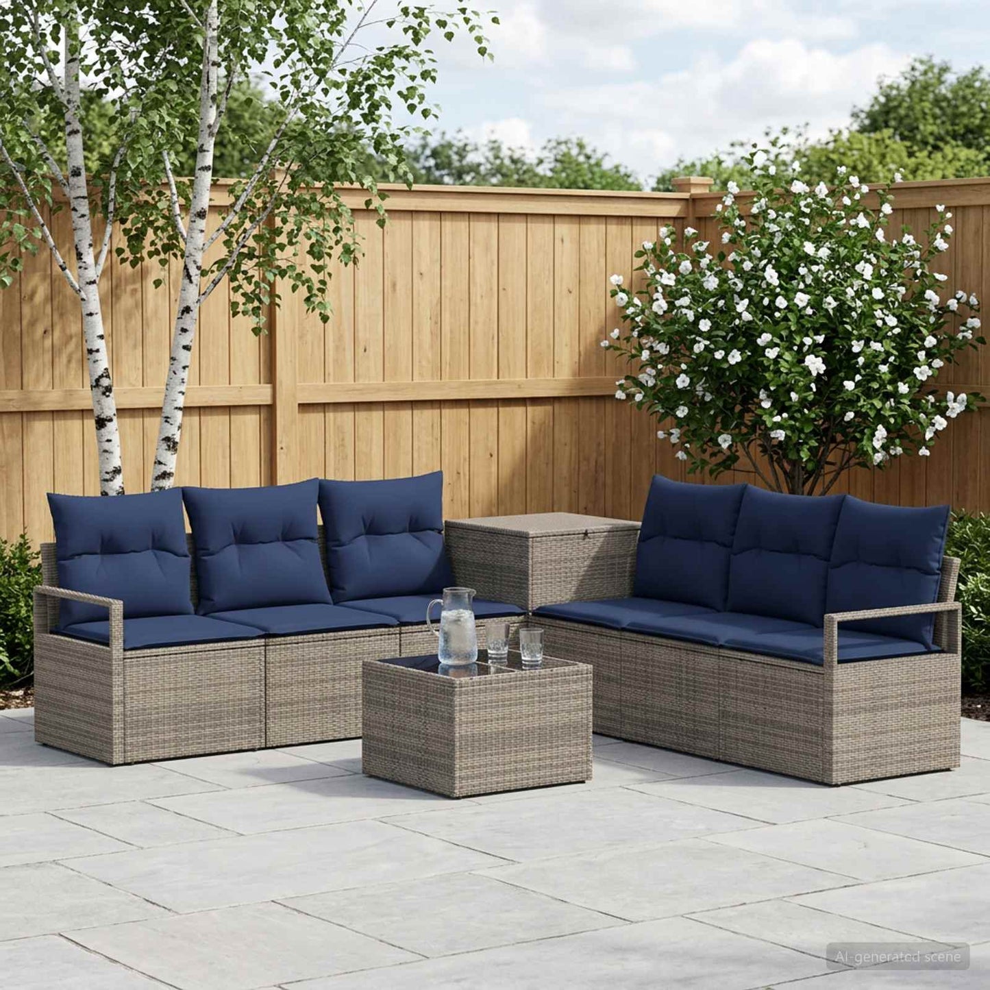 vidaXL Σετ Καναπέ 8 τμχ. Γκρι και Navy Blue 55 x 55 x 37 εκ