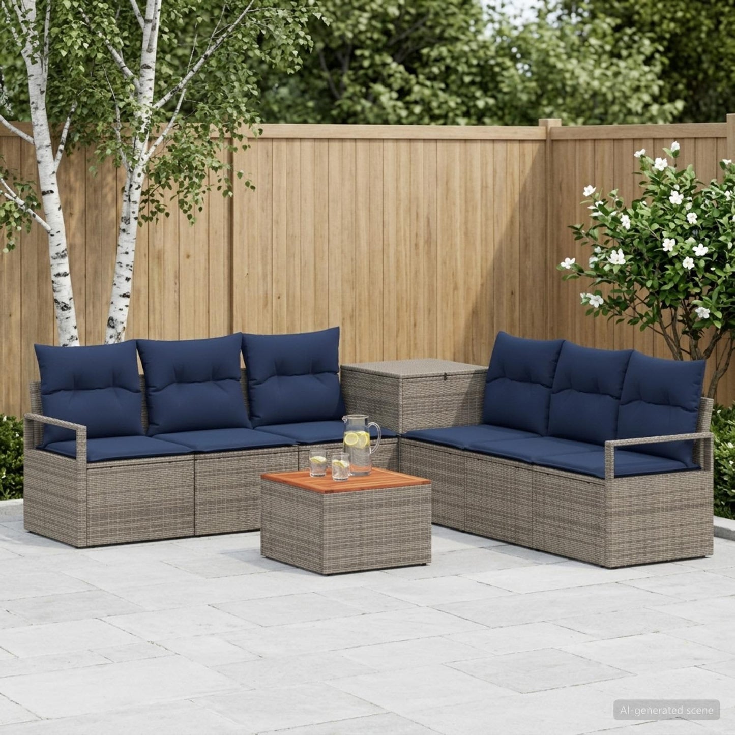 vidaXL Σετ Καναπέ 8 τμχ. Γκρι και Navy Blue 55 x 55 x 37 εκ