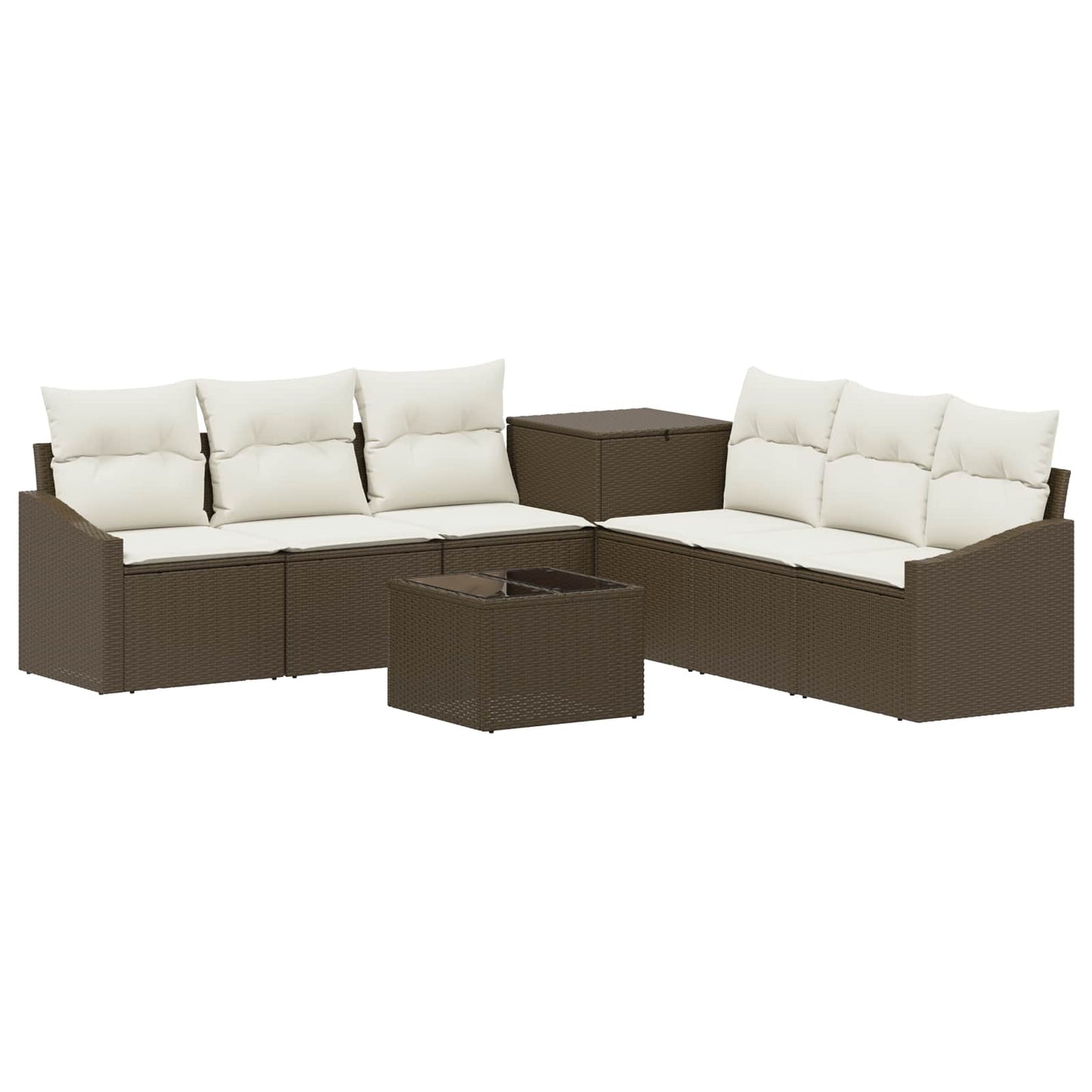 vidaXL Σετ Καναπέ 8 τμχ. Καφέ και Κρέμα Λευκό 55 x 55 x 37 εκ