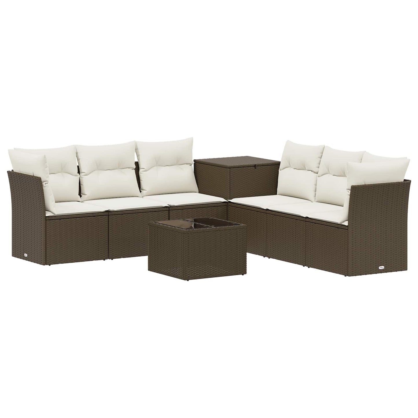vidaXL Σετ Καναπέ 8 τμχ. Καφέ και Κρέμα Λευκό 55 x 55 x 37 εκ