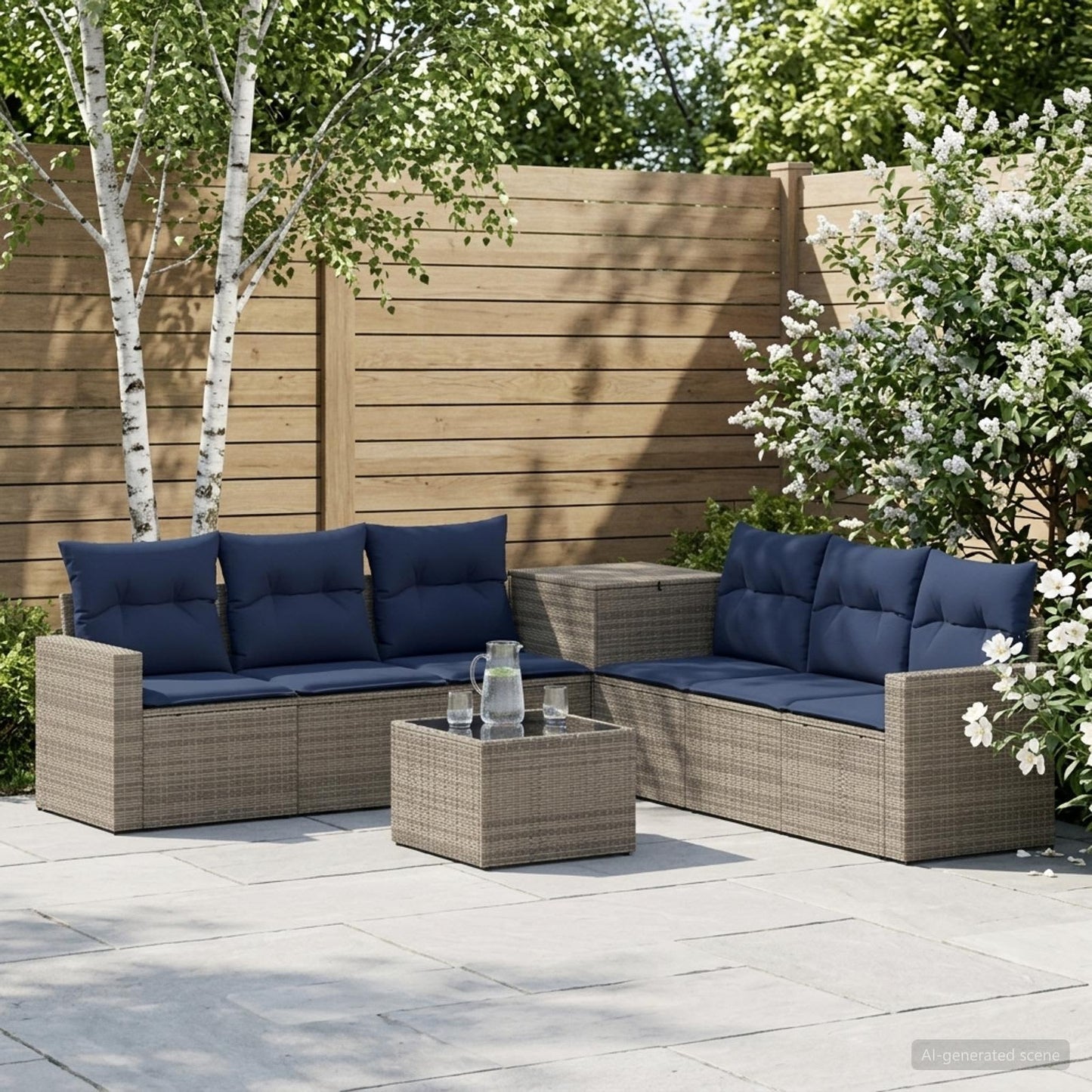 vidaXL Σετ Καναπέ 8 τμχ. Γκρι και Navy Blue 55 x 55 x 37 εκ