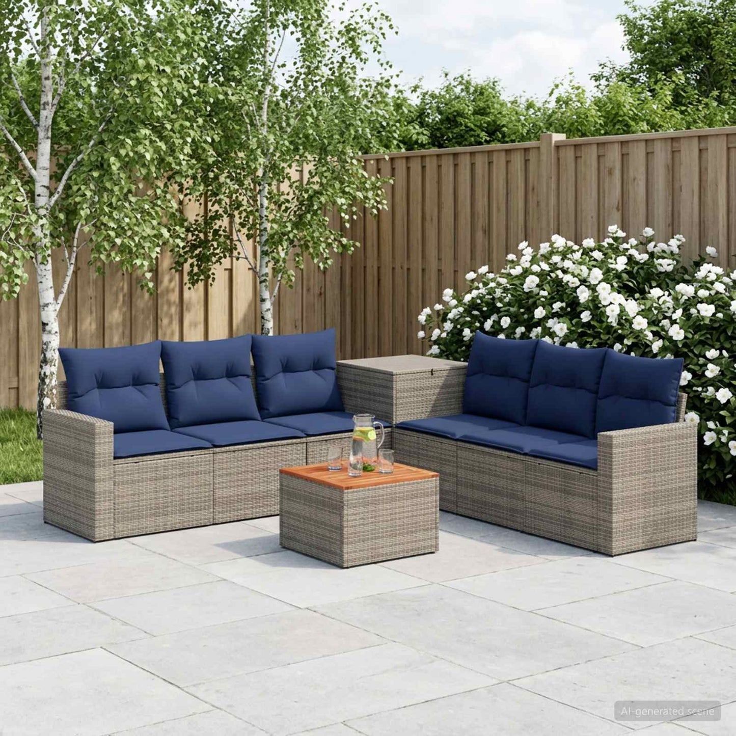vidaXL Σετ Καναπέ 8 τμχ. Γκρι και Navy Blue 55 x 55 x 37 εκ