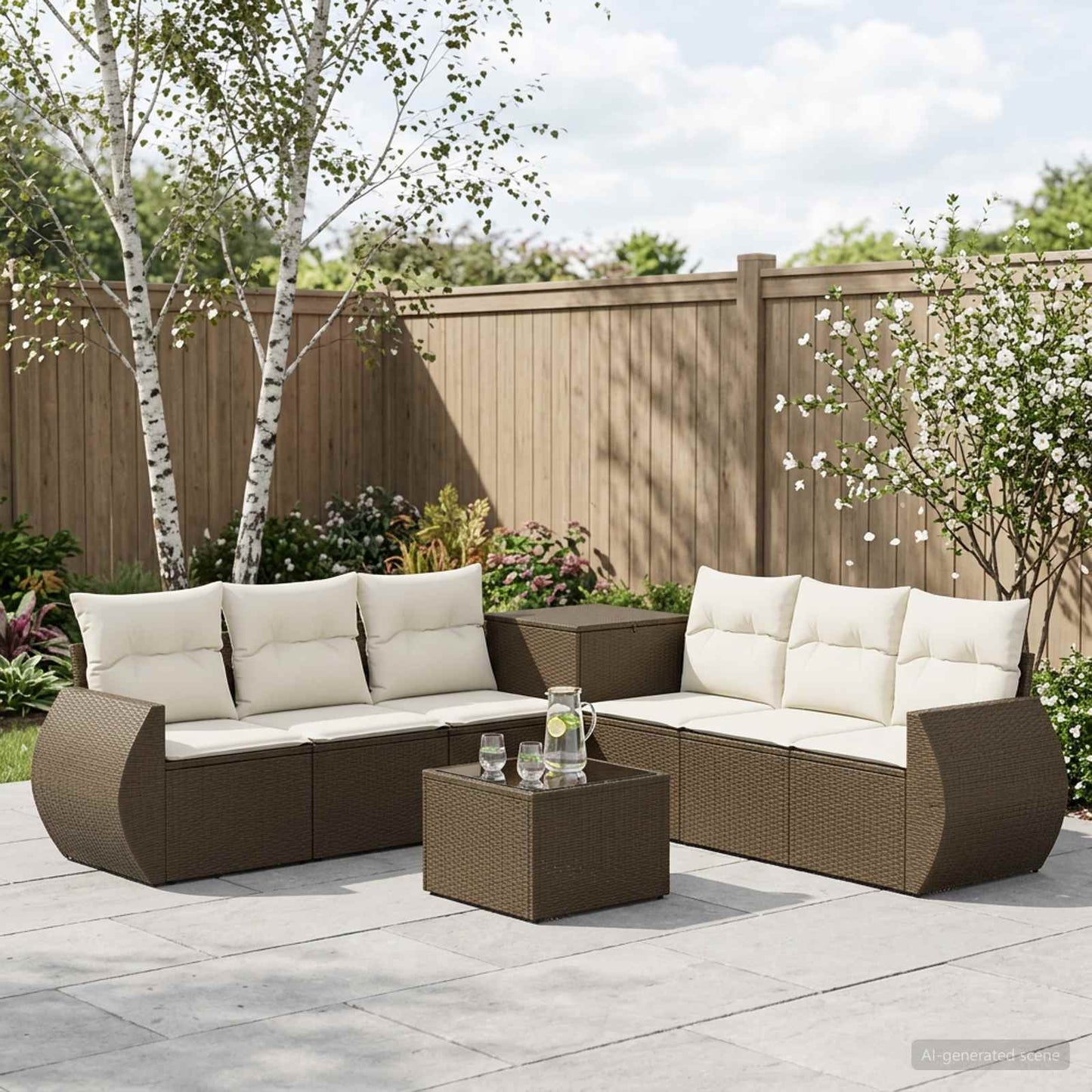 vidaXL Σετ Καναπέ 8 τμχ. Καφέ και Κρέμα Λευκό 55 x 55 x 37 εκ