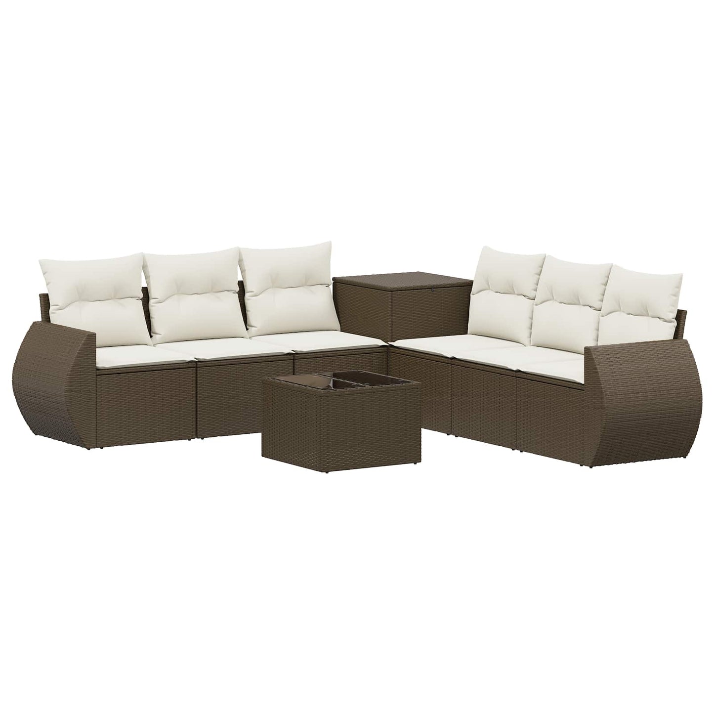 vidaXL Σετ Καναπέ 8 τμχ. Καφέ και Κρέμα Λευκό 55 x 55 x 37 εκ