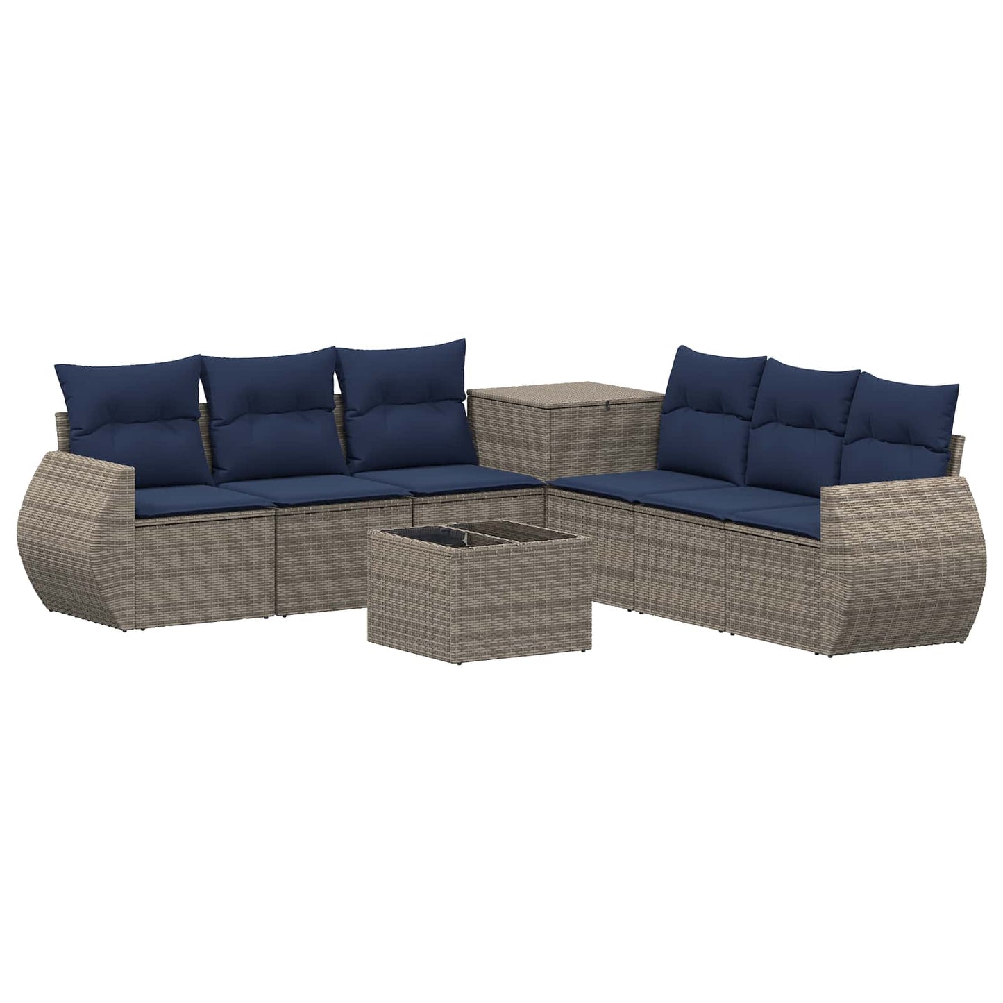 vidaXL Σετ Καναπέ 8 τμχ. Γκρι και Navy Blue Πολυ-ρακί και Χάλυβας