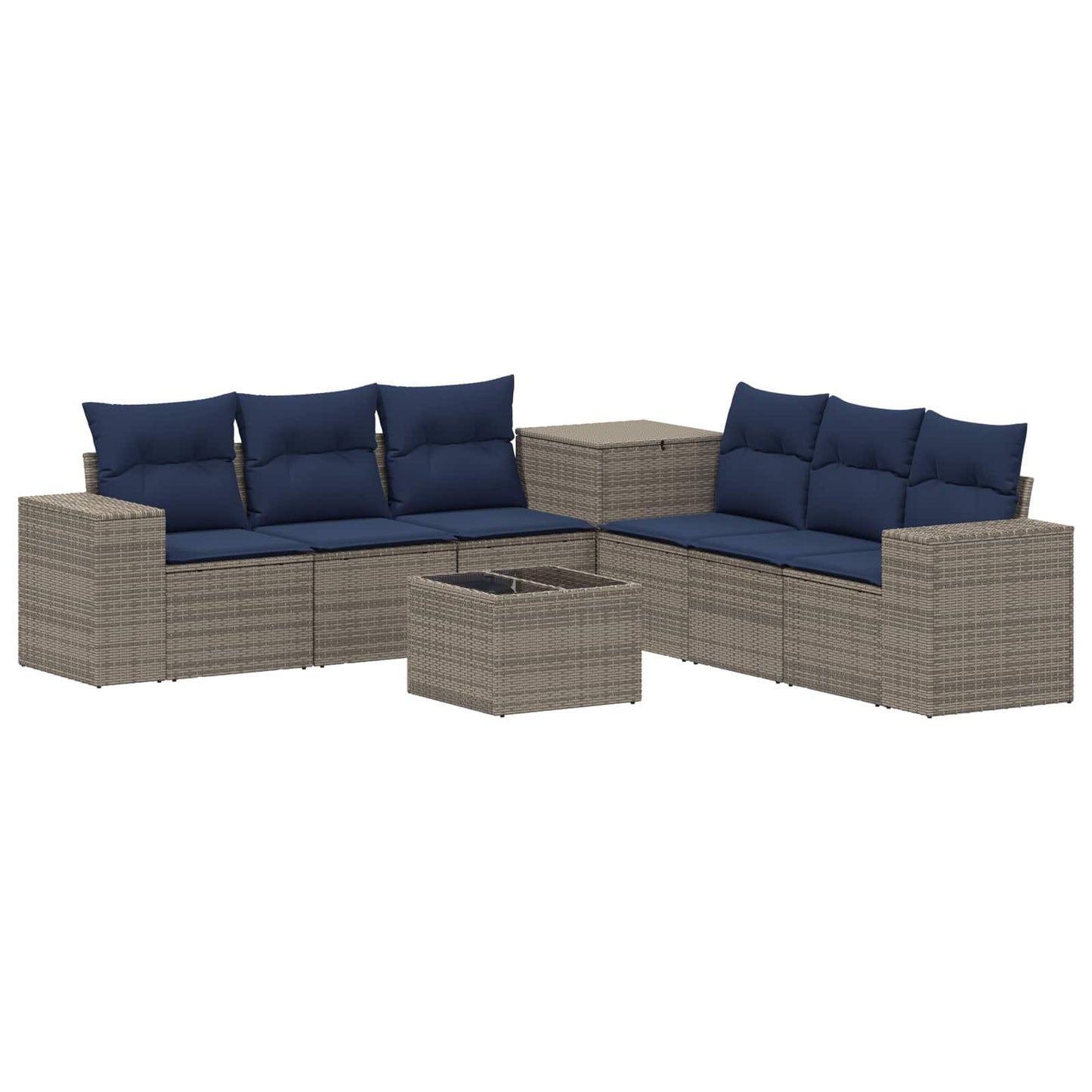 vidaXL Σετ Καναπέ 8 τμχ. Γκρι και Navy Blue Πολυ-ρακί και Χάλυβας