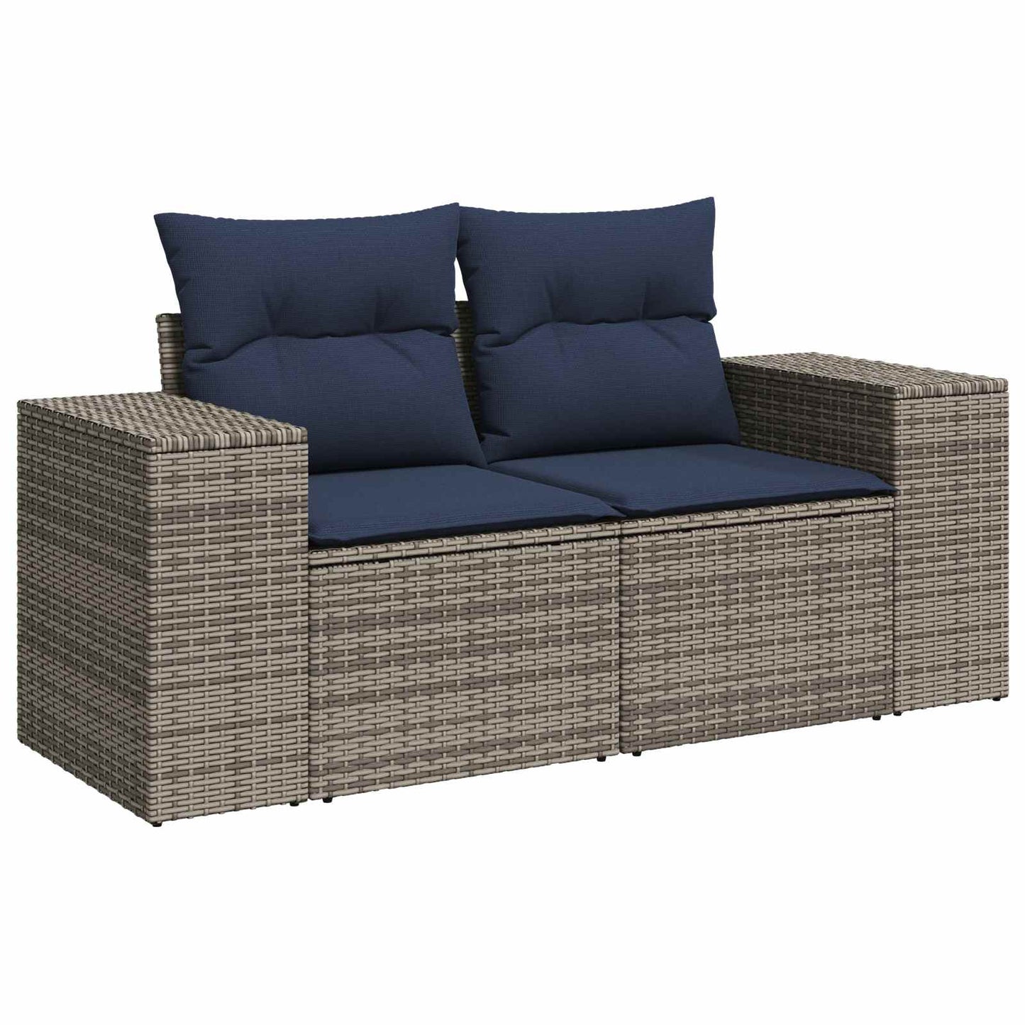 vidaXL Σετ Καναπέ 8 τμχ. Γκρι και Navy Blue Πολυ-ρακί και Χάλυβας