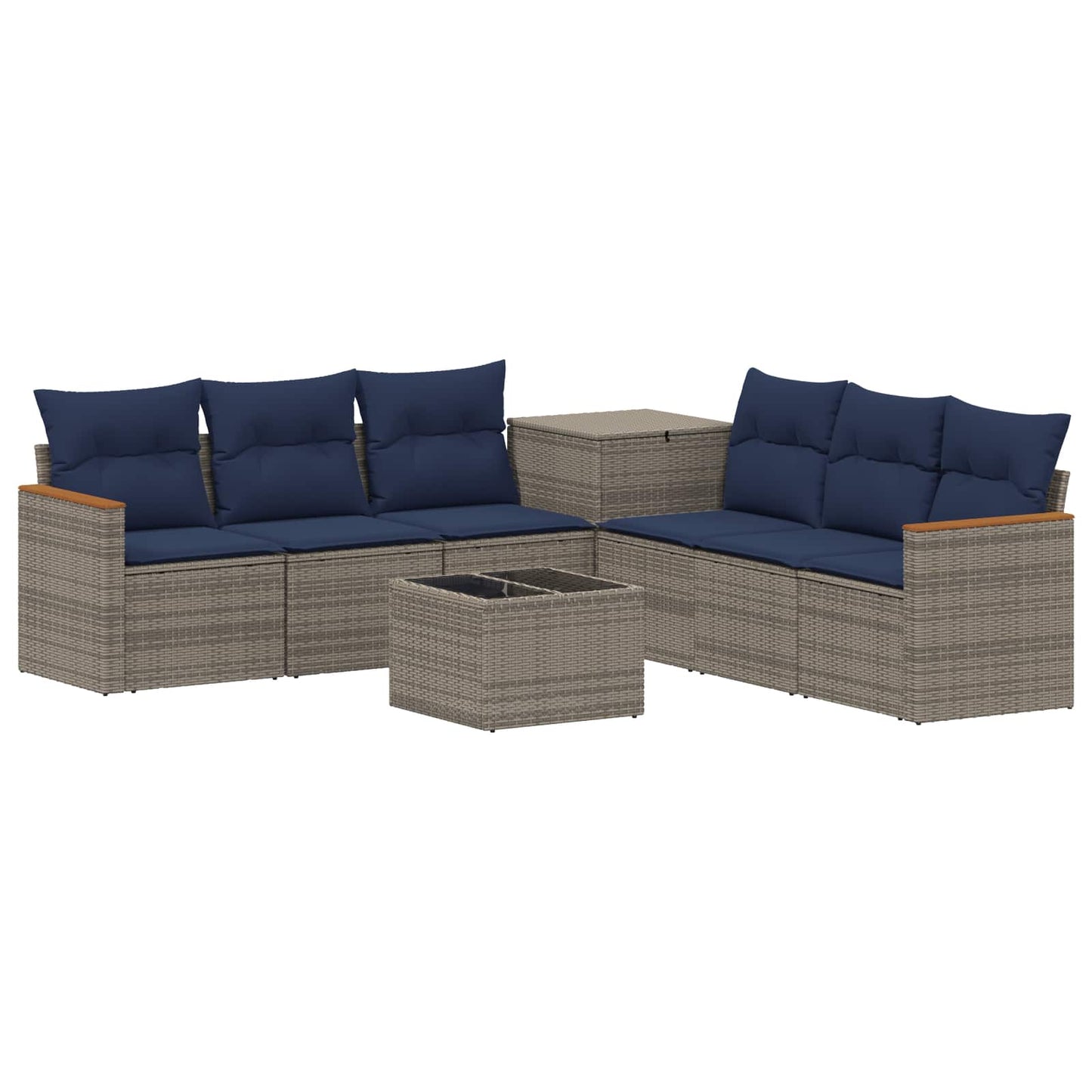 vidaXL Σετ Καναπέ 8 τμχ. Γκρι και Navy Blue Πολυ-ρακί και Χάλυβας