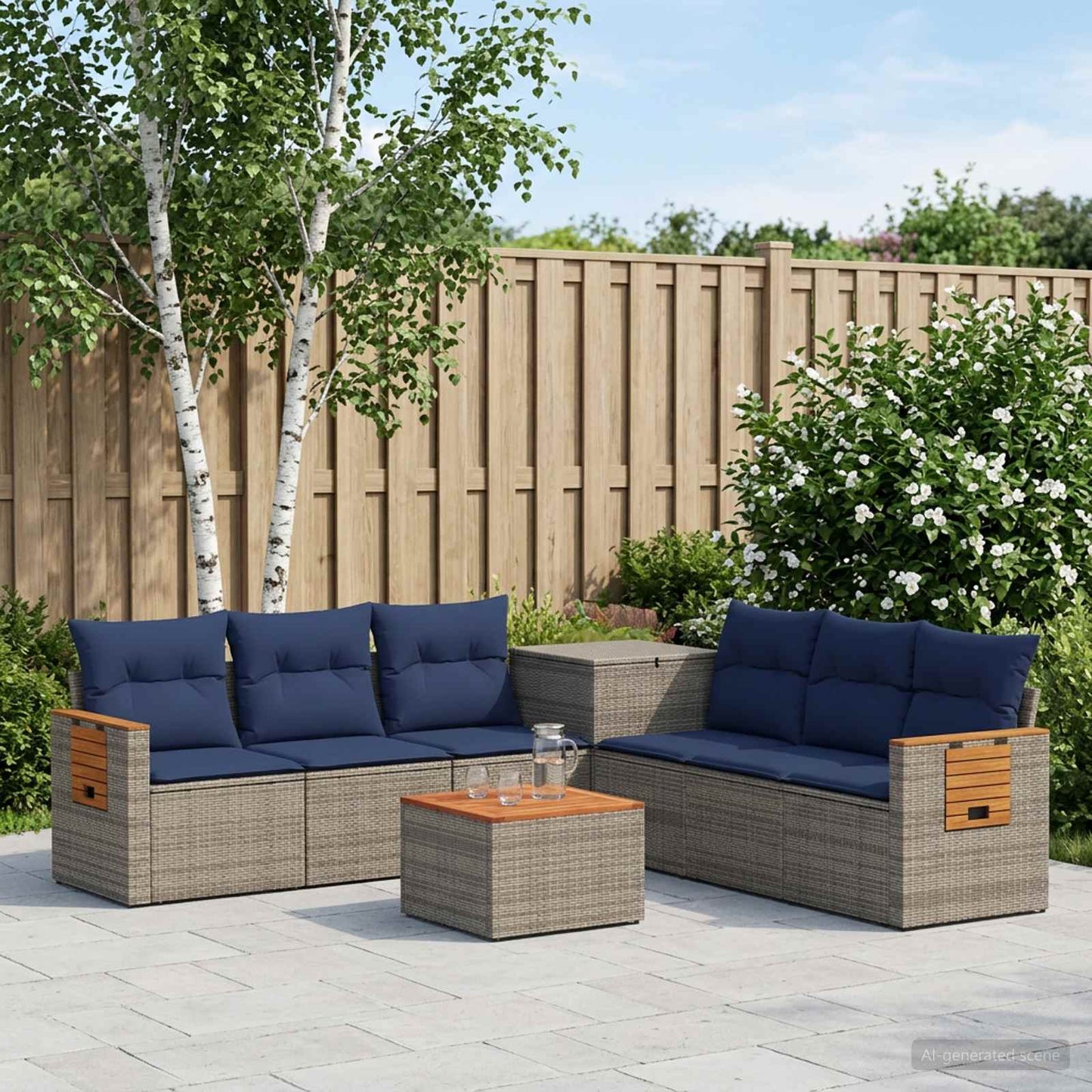 vidaXL Σετ Καναπέ 8 τμχ. Γκρι και Navy Blue 55 x 55 x 37 εκ