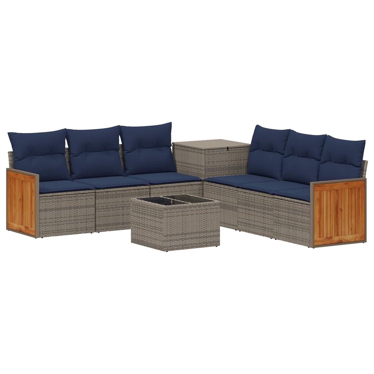 vidaXL Σετ Καναπέ 8 τμχ. Γκρι και Navy Blue Πολυ-ρακί και Χάλυβας