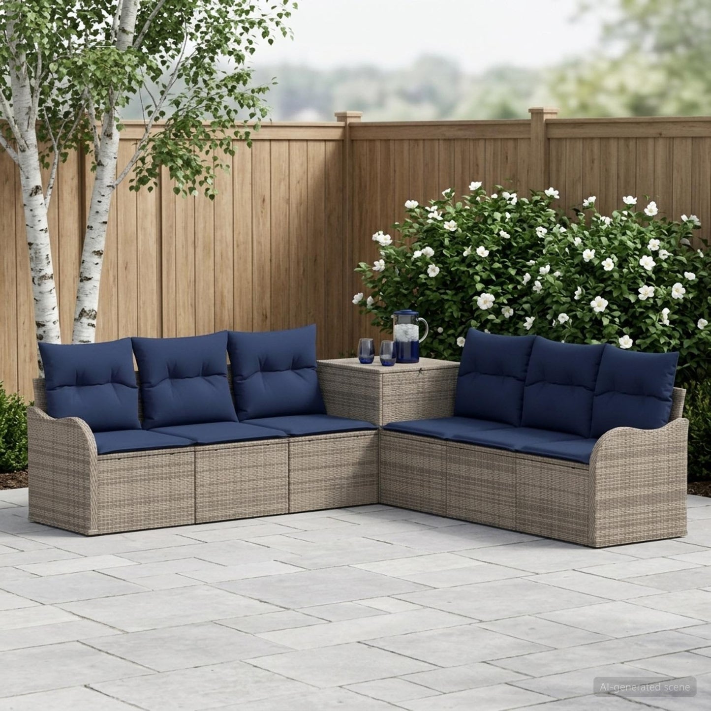 vidaXL Σετ Καναπέ 7 τμχ. Γκρι και Navy Blue 121 x 62 x 69 εκ.