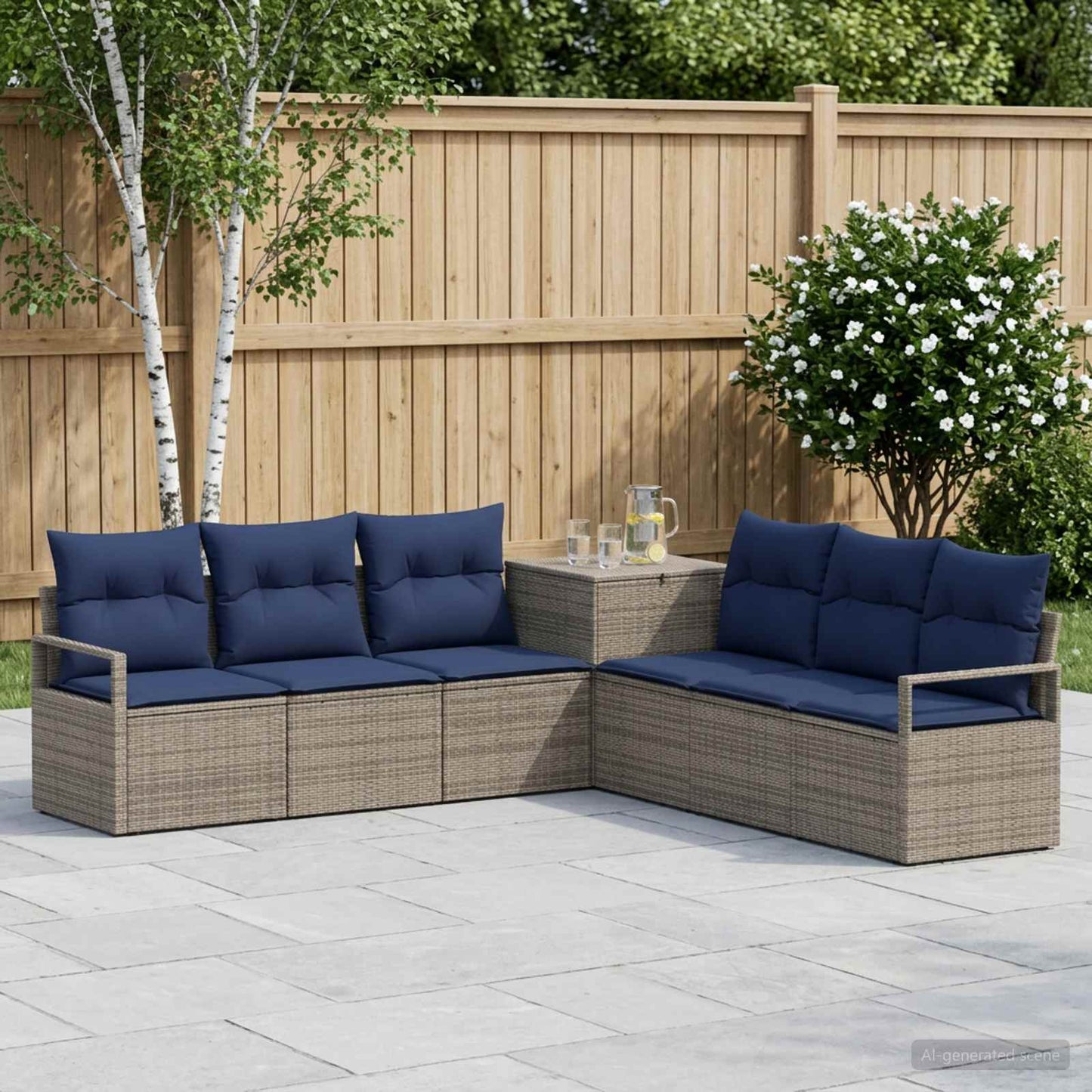 vidaXL Σετ Καναπέ 7 τμχ. Γκρι και Navy Blue 120 x 62 x 69 εκ