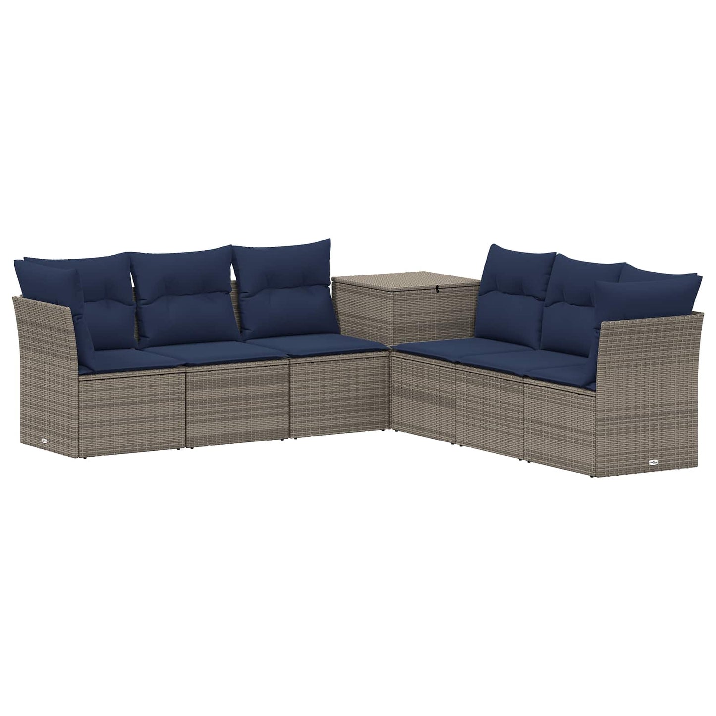 vidaXL Σετ Καναπέ 7 τμχ. Γκρι και Navy Blue Πολυ-ρακί και Χάλυβας