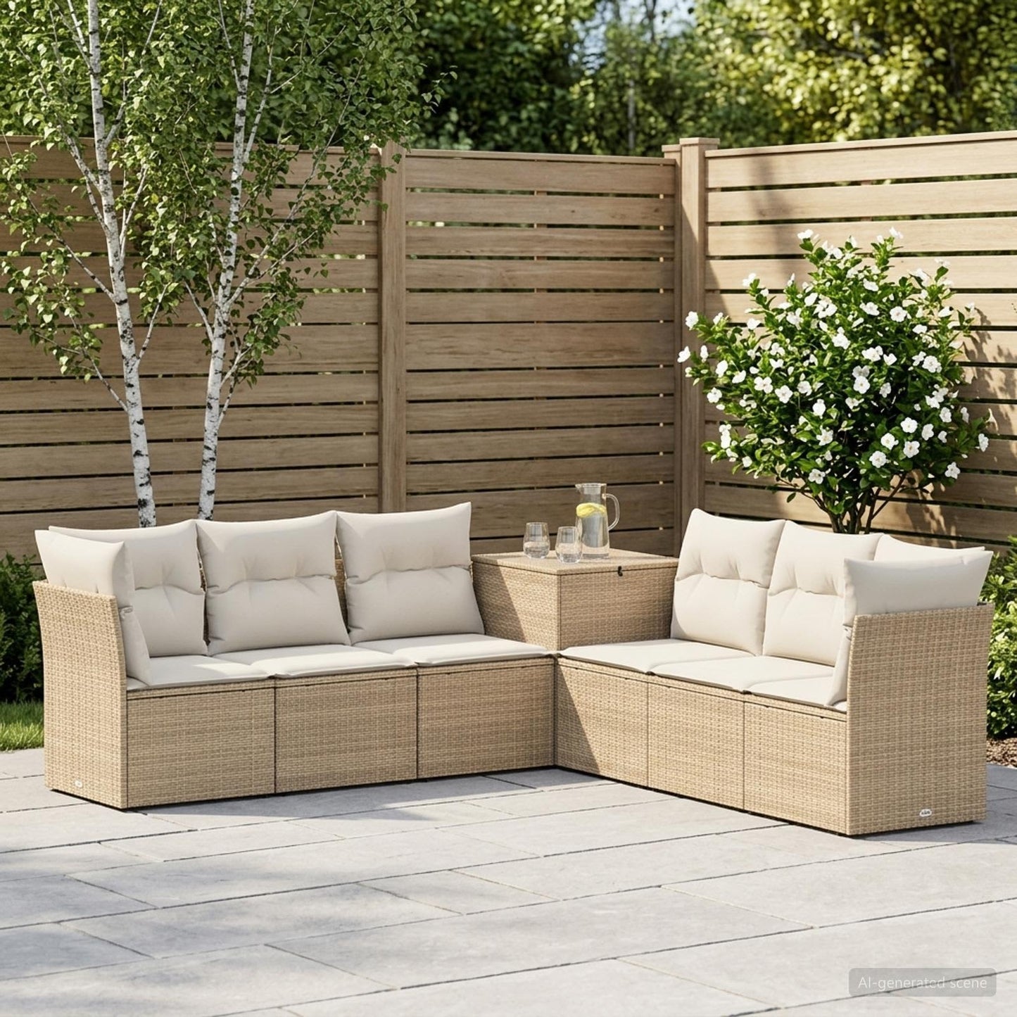 vidaXL Σετ Καναπέ 7 τμχ. Μπεζ και Κρέμ 234 x 234 x 85 εκ