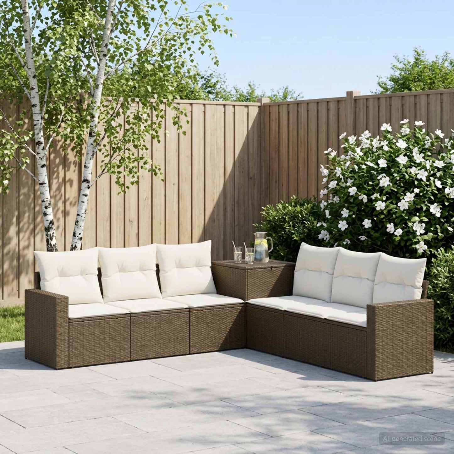 vidaXL Σετ Καναπέ 7 τμχ. Καφέ και Κρέμα Λευκό 55 x 55 x 69 εκ.