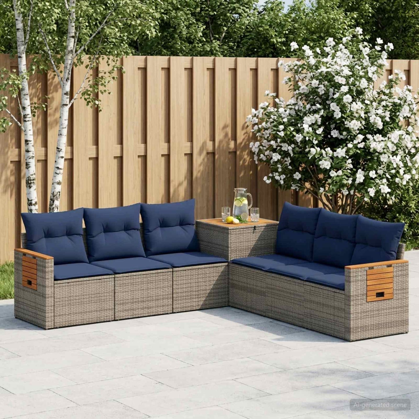 vidaXL Σετ Καναπέ 7 τμχ. Γκρι και Navy Blue 123 x 62 x 69 εκ