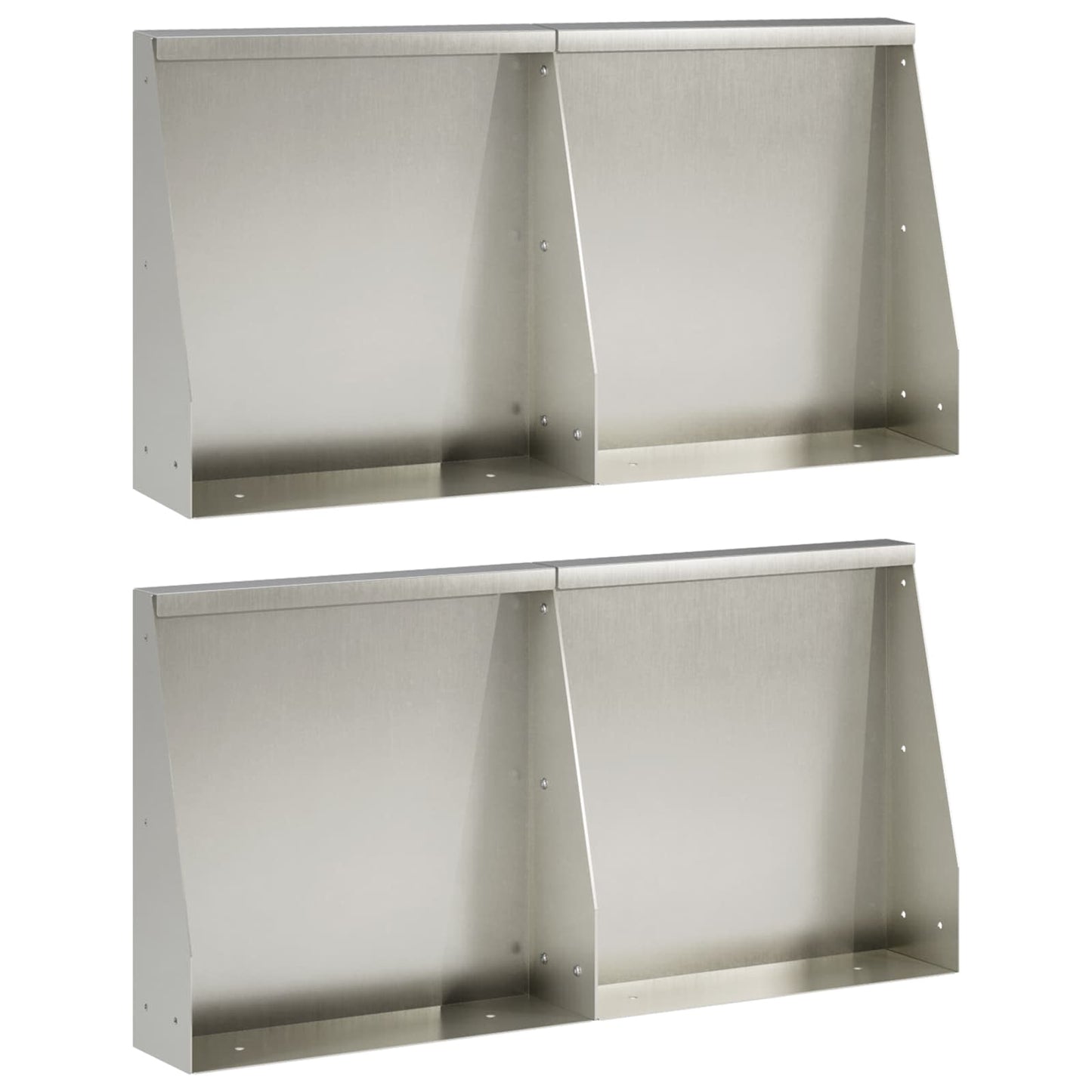 vidaXL Τοίχος Στήριξης 4 τμχ. 40 x 12 x 40 εκ. Ανοξείδωτο Ατσάλι Ασημί