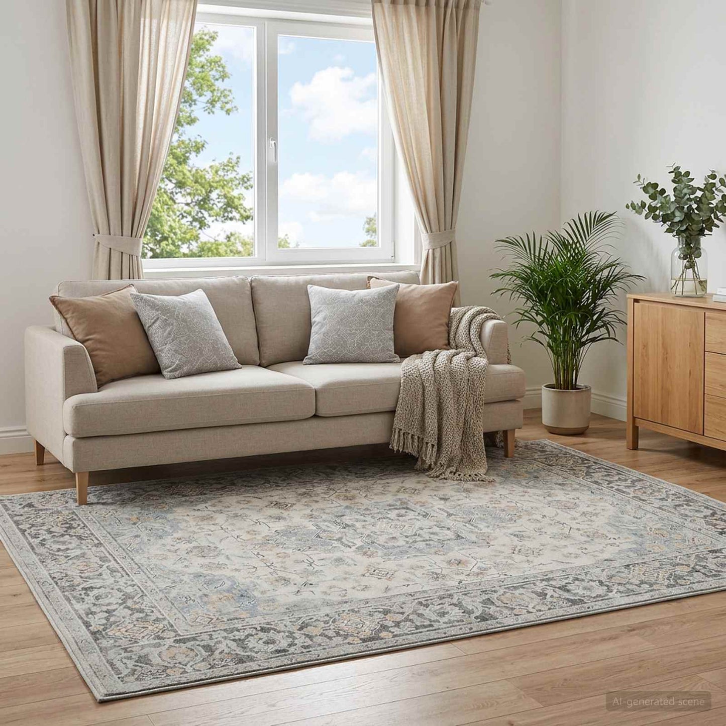 vidaXL Χαλί ORIZ Κρεμ 200 x 200 cm 100% Πολυεστέρας