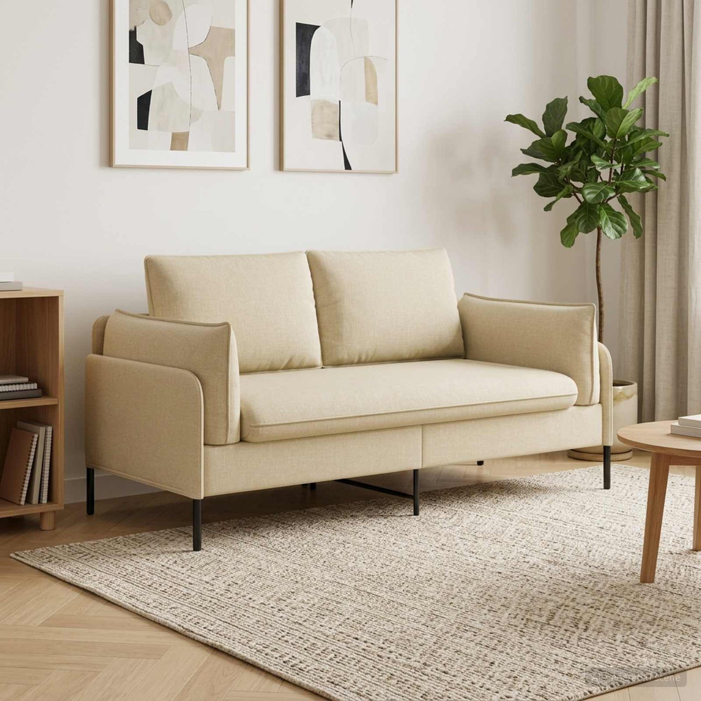 vidaXL Καναπές 2 ατόμων Κρεμ 188 x 81 x 89 εκ. Ύφασμα
