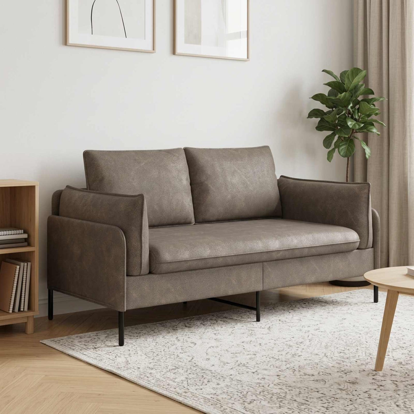 vidaXL Καναπές 2 ατόμων Γκρι 188 x 81 x 89 εκ. Τεχνητό Δέρμα