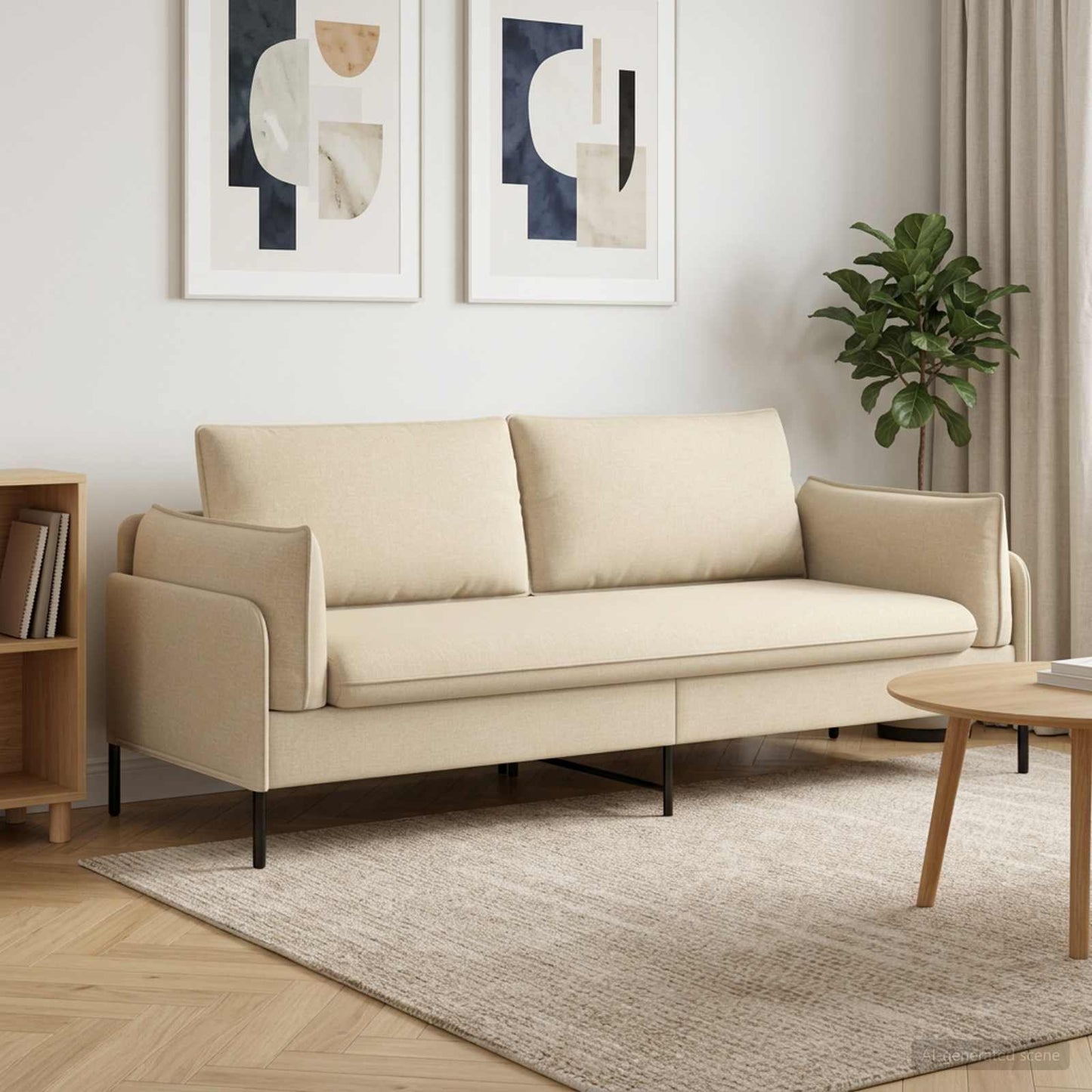 vidaXL 3-Θέσιος καναπές Κρεμ 222 x 81 x 89 εκ. Ύφασμα