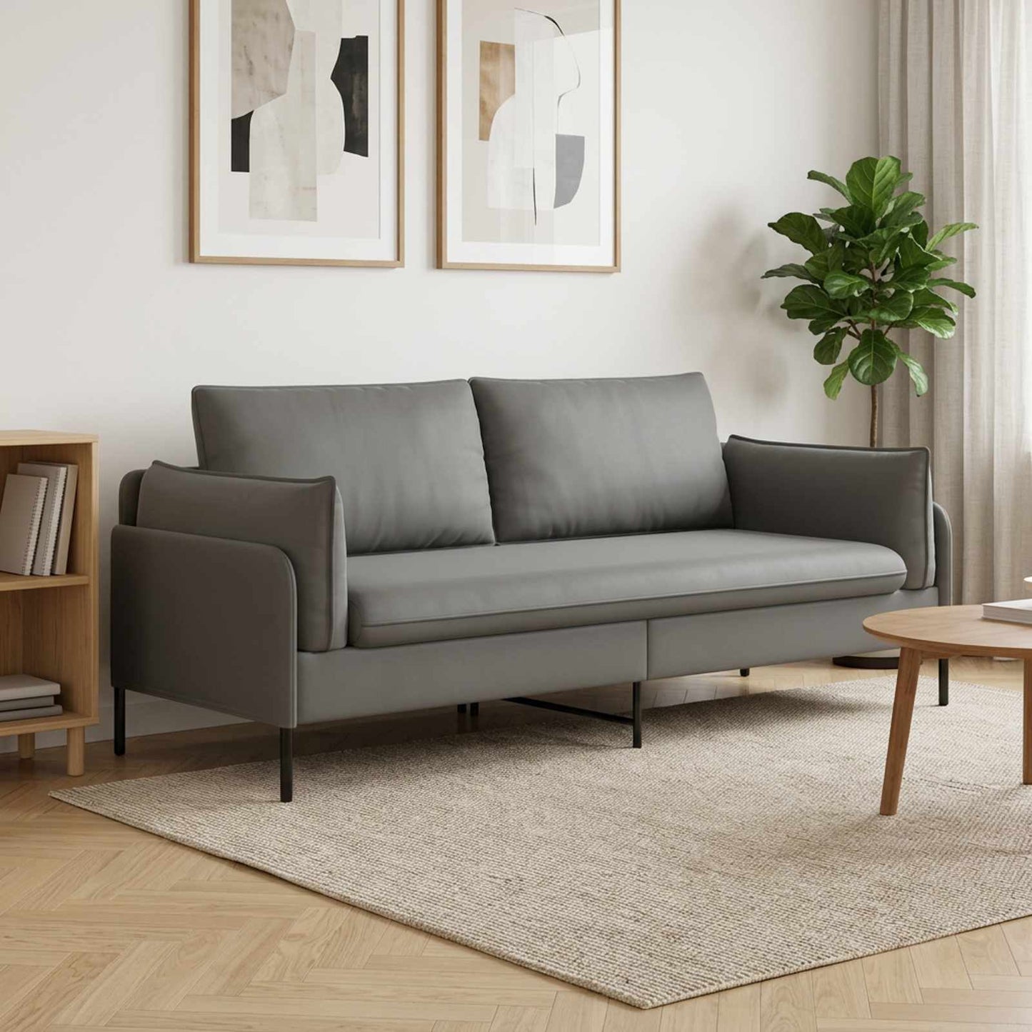 vidaXL 3-Θέσιος καναπές 3-θέσιο Σκούρο Γκρι 222 x 81 x 89 εκ. Βελούδο