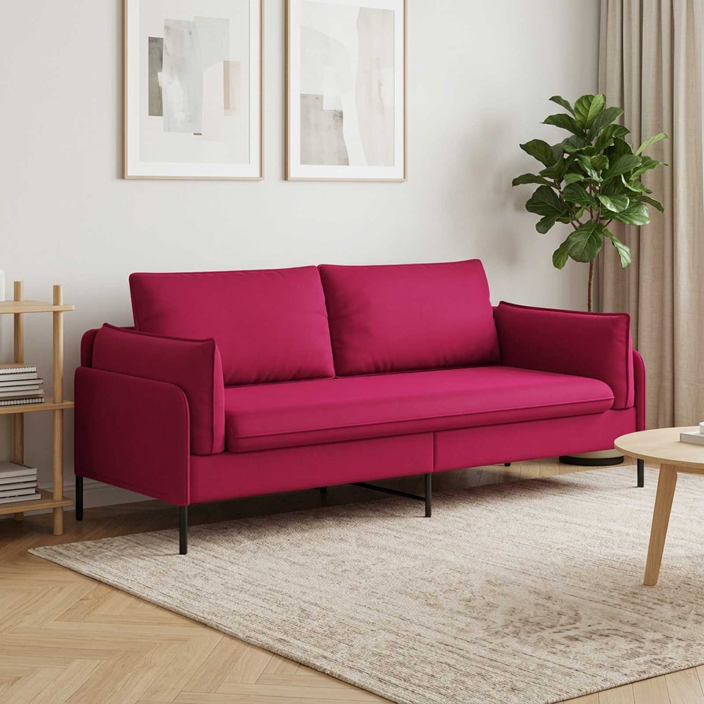 vidaXL 3-Θέσιος καναπές 3-θέσιο Κόκκινο 222 x 81 x 89 εκ. Βελούδο