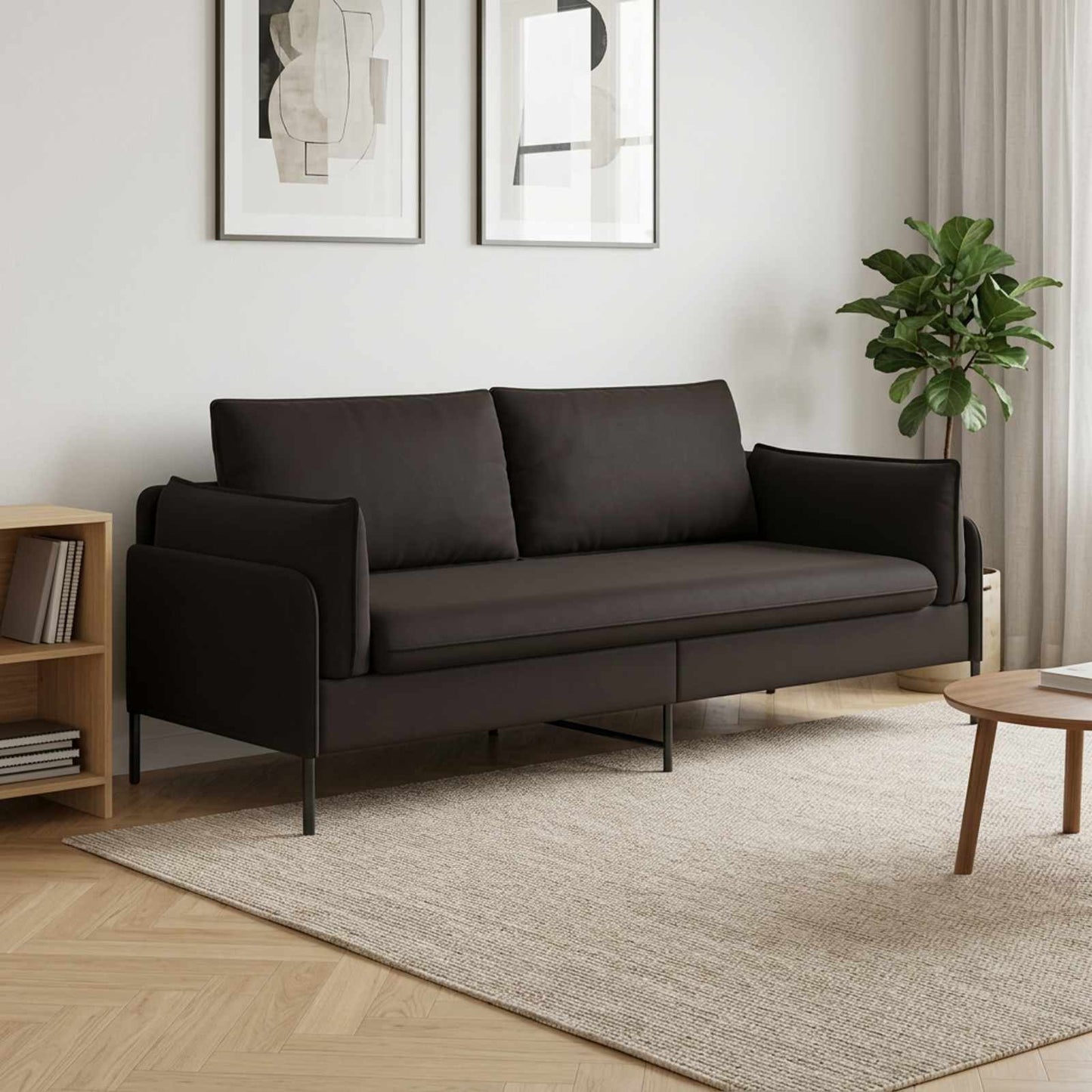 vidaXL 3-Θέσιος καναπές Μαύρο 222 x 81 x 89 εκ. Βελούδο