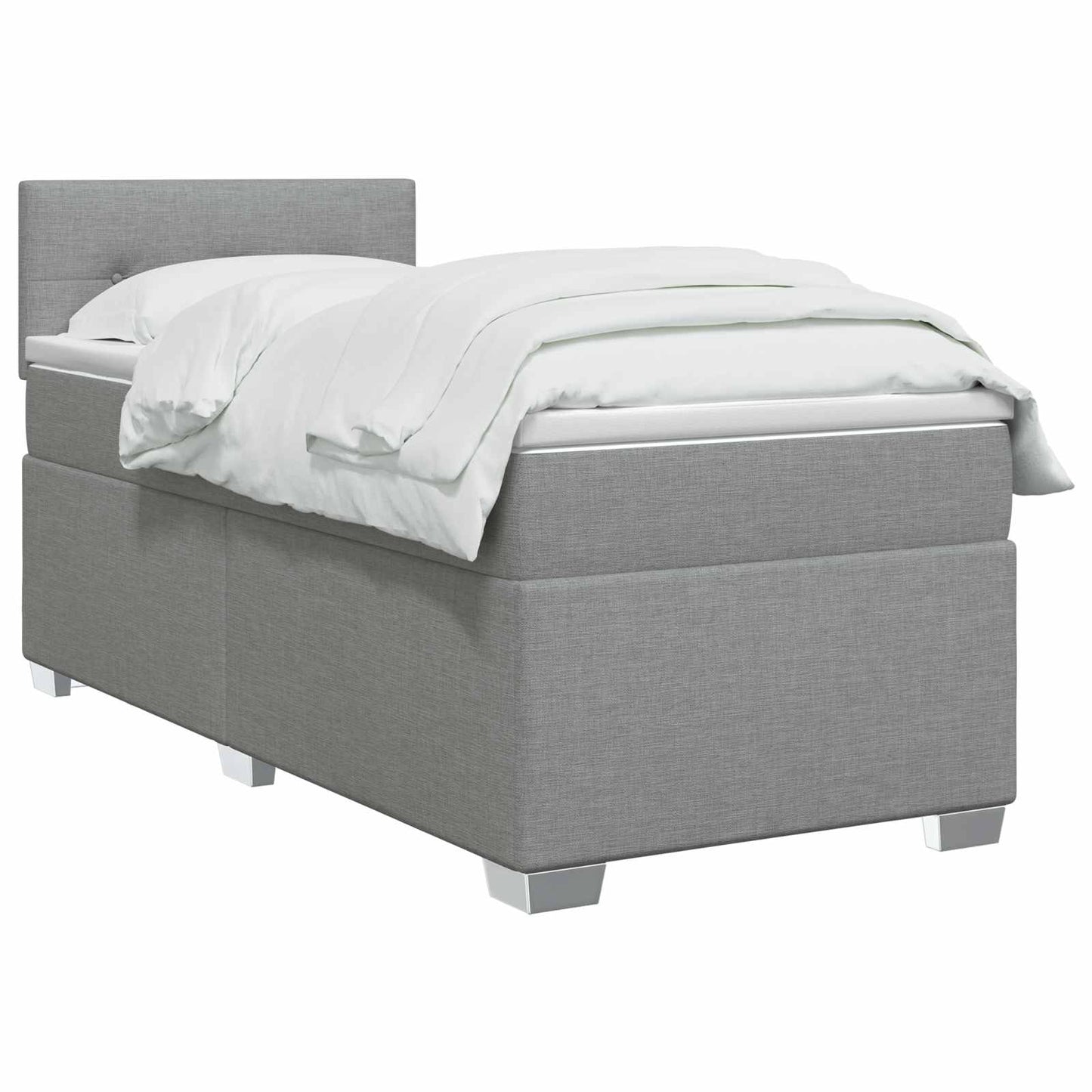 vidaXL Κρεβάτι box spring με στρώμα Ανοιχτό γκρι 90 x 190 cm Ύφασμα