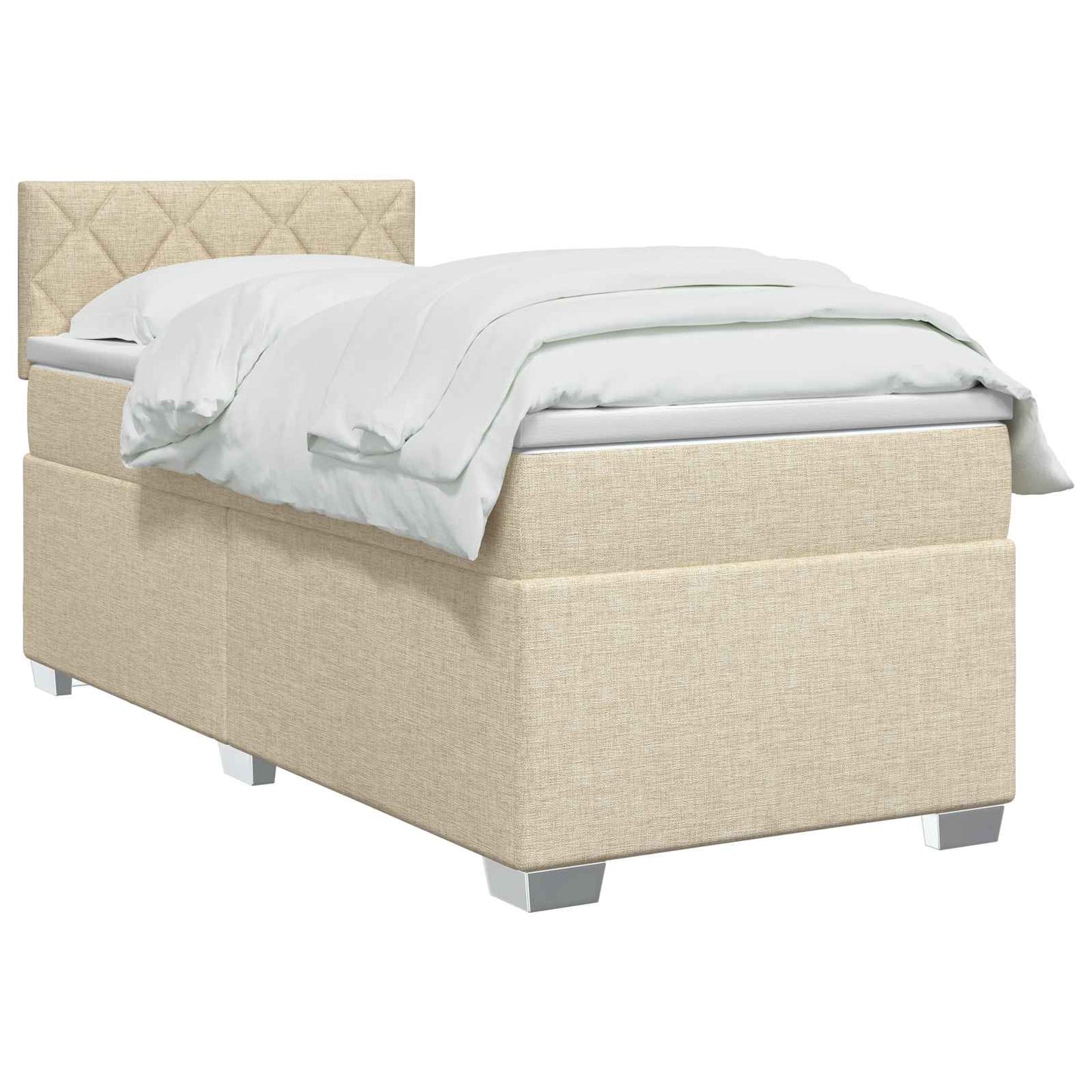 vidaXL Κρεβάτι box spring με στρώμα Κρεμ 90 x 190 cm Ύφασμα