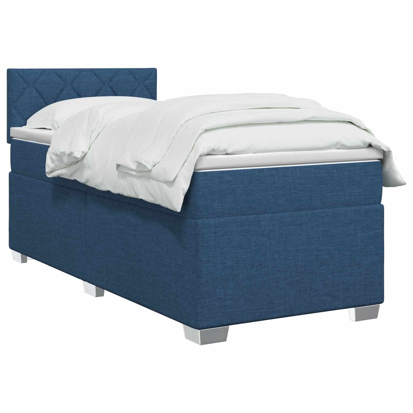 vidaXL Κρεβάτι box spring με στρώμα Μπλε 90 x 190 cm Ύφασμα