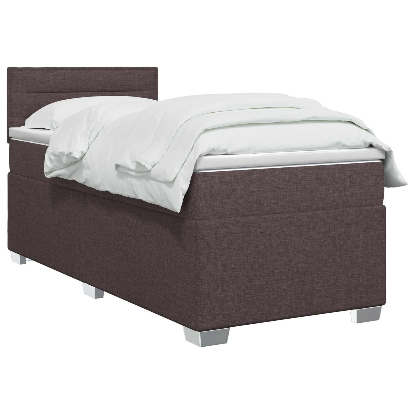 vidaXL Κρεβάτι box spring με στρώμα Σκούρο Καφέ 90 x 200 cm Ύφασμα
