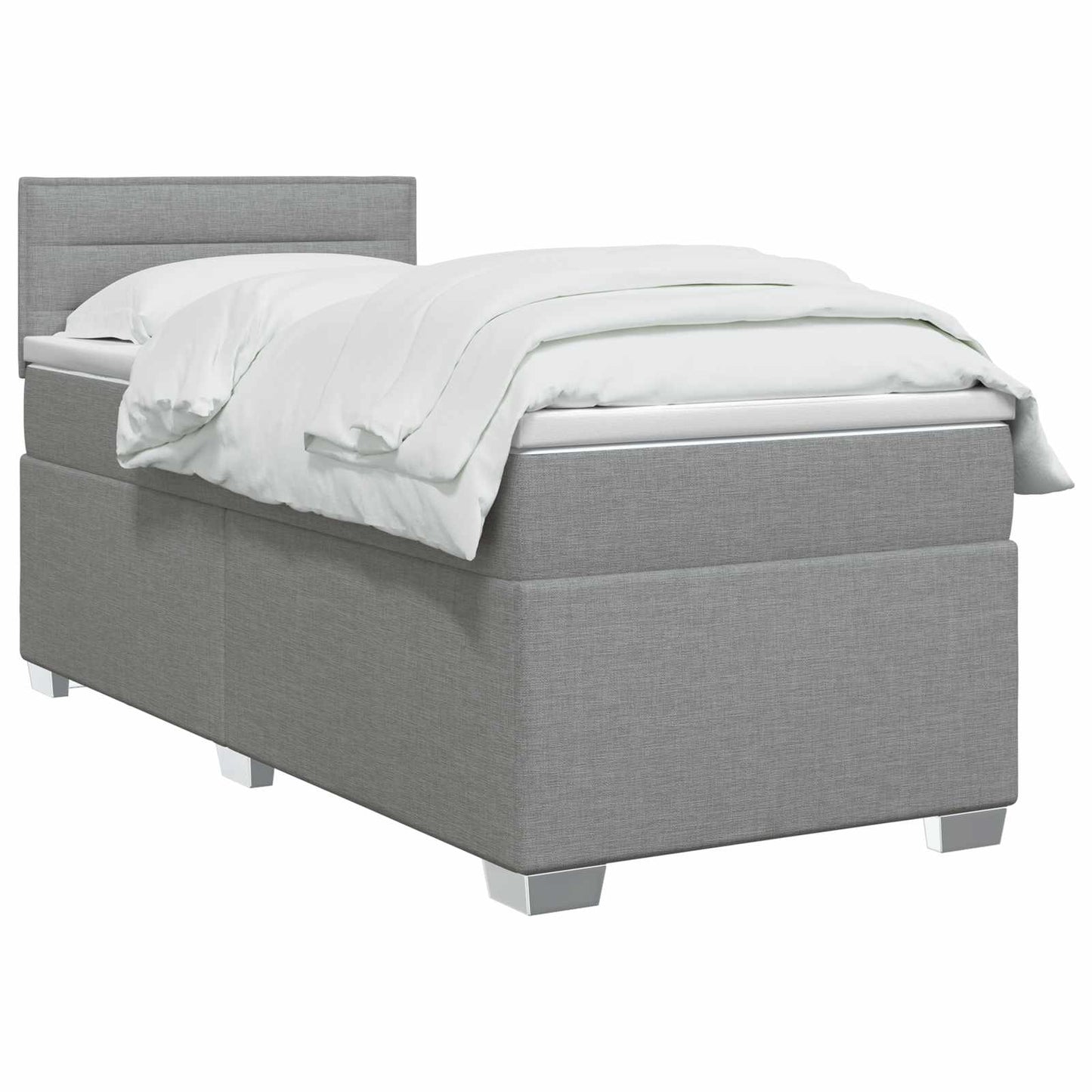 vidaXL Κρεβάτι box spring με στρώμα Ανοιχτό γκρι 100 x 200 cm Ύφασμα