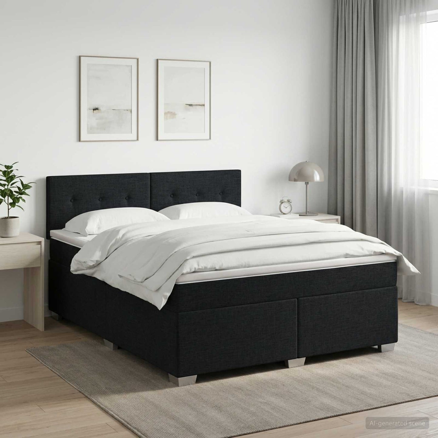vidaXL Κρεβάτι box spring με στρώμα Μαύρο 140 x 200 cm Ύφασμα