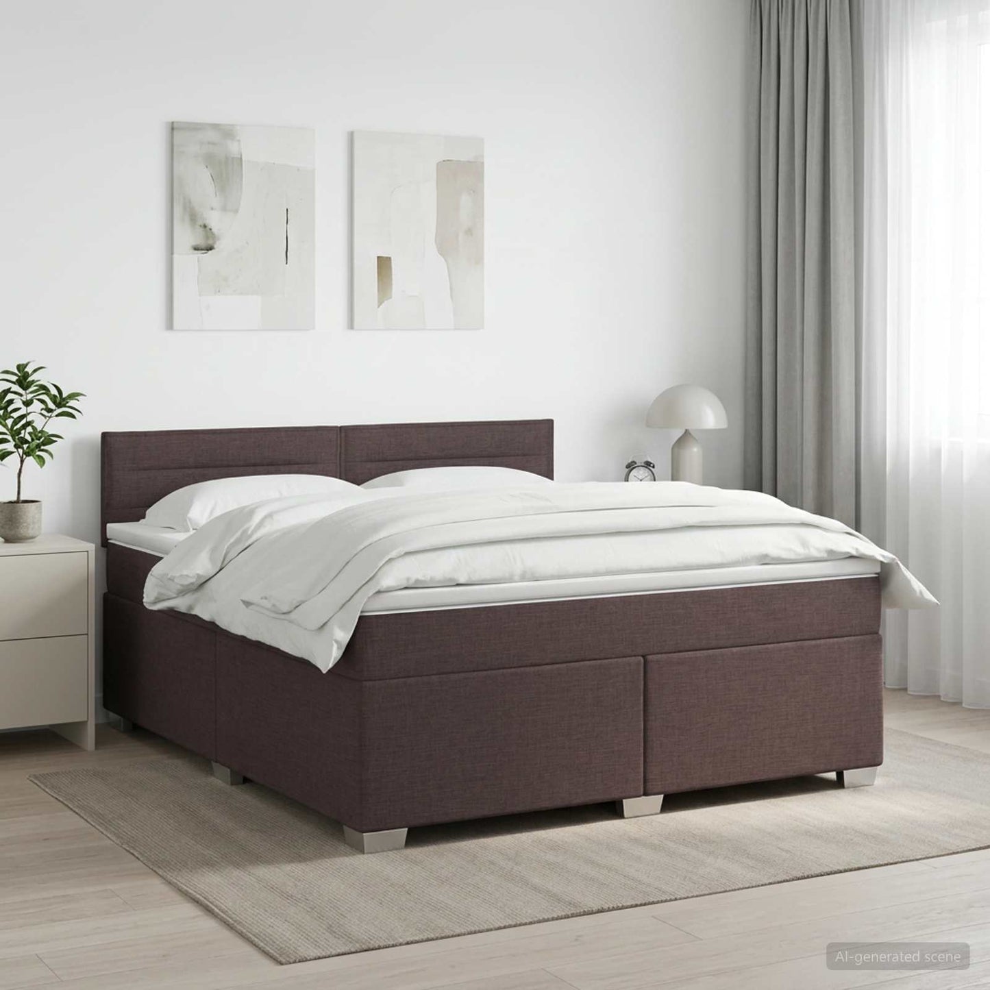 vidaXL Κρεβάτι box spring με στρώμα Σκούρο Καφέ 140 x 200 cm Ύφασμα