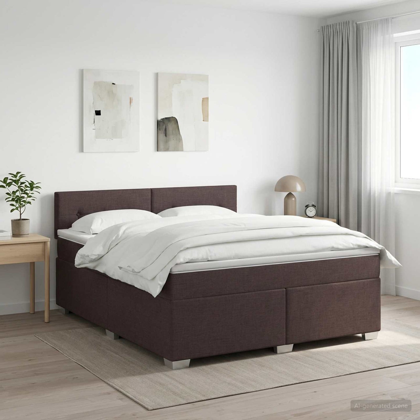 vidaXL Κρεβάτι box spring με στρώμα Σκούρο Καφέ 140 x 190 cm Ύφασμα