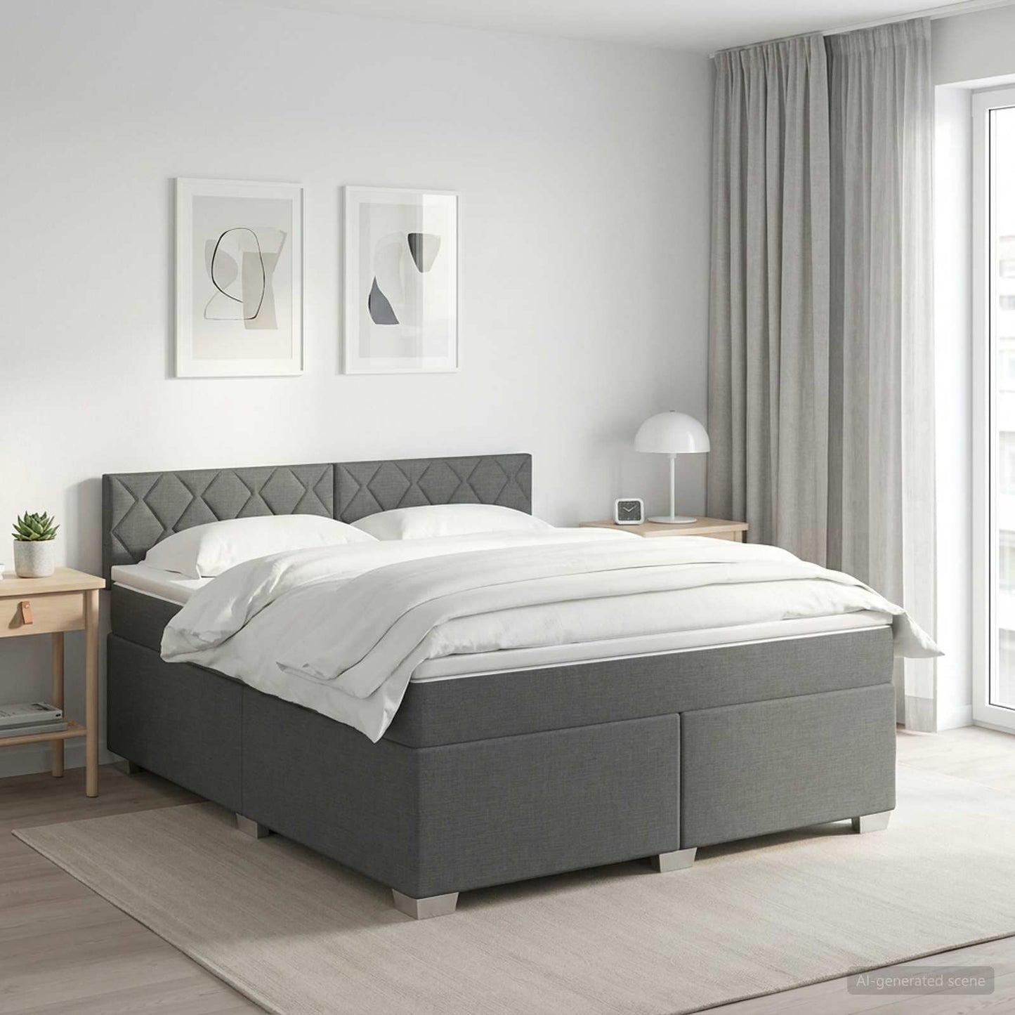 vidaXL Κρεβάτι box spring με στρώμα Σκούρο Γκρι 160 x 200 cm Ύφασμα