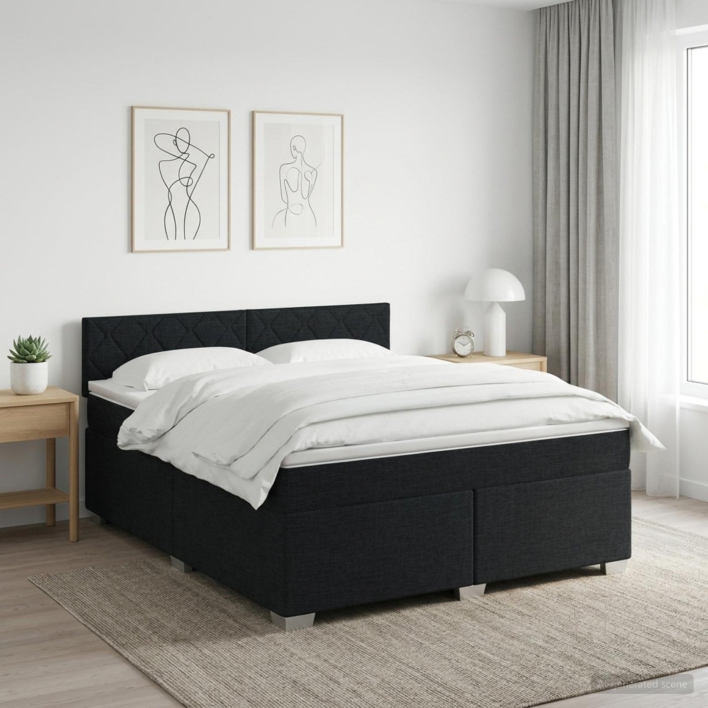 vidaXL Κρεβάτι box spring με στρώμα Μαύρο 140 x 190 cm Ύφασμα